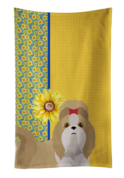 Buy this Summer Sunflowers Gold and White Shih Tzu Kitchen Towel