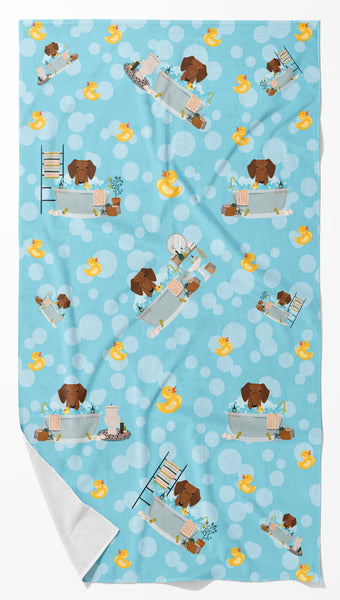 Buy this Red Brown Dachshund in Bathtub Bath Towel Large