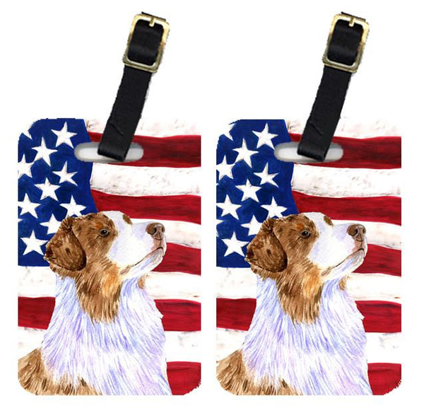 Pair of USA American Flag with Australian Shepherd Luggage Tags SS4252BT by Caroline's Treasures