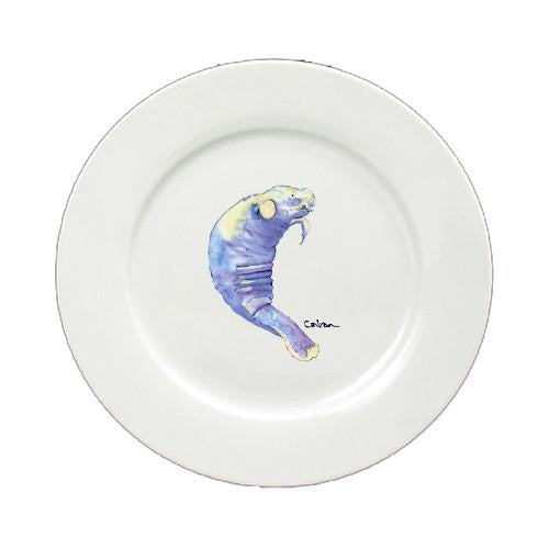 Manatee Round Ceramic White Salad Plate 8637-DPW by Caroline's Treasures