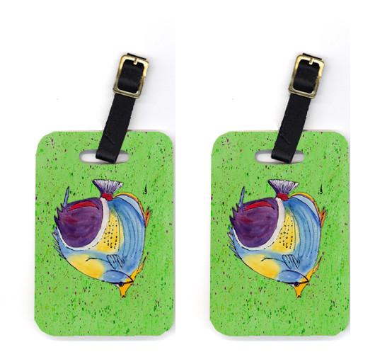 Pair of Tropical Fish on Green Luggage Tags by Caroline's Treasures