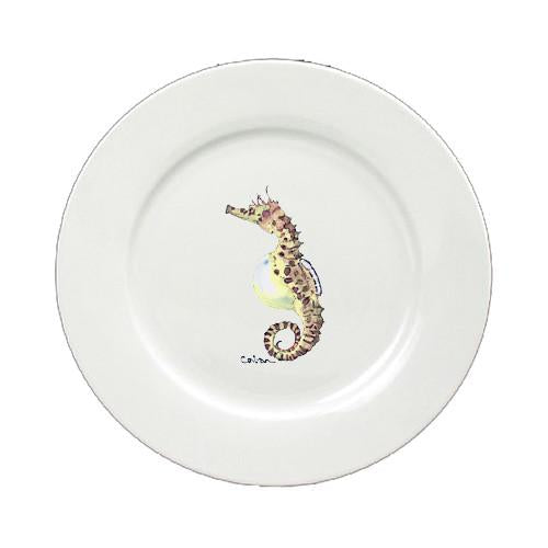 Male Seahorse Round Ceramic White Salad Plate 8640-DPW by Caroline's Treasures