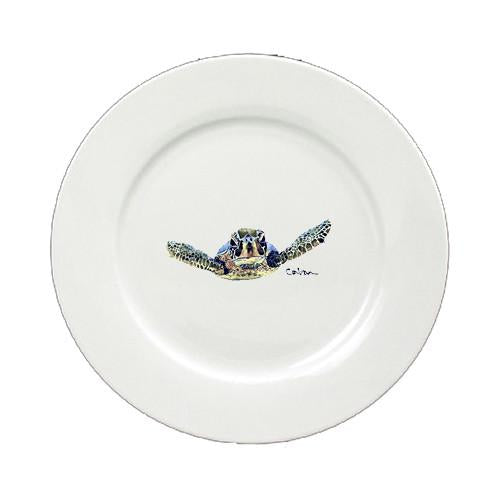 Loggerhead Turtle Coming at U Round Ceramic White Salad Plate 8634-DPW by Caroline's Treasures