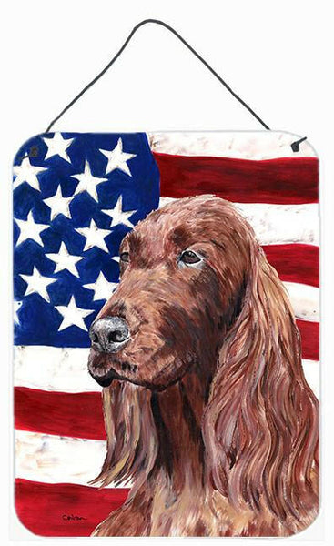 Irish Setter USA American Flag Aluminium Metal Wall or Door Hanging Prints by Caroline's Treasures