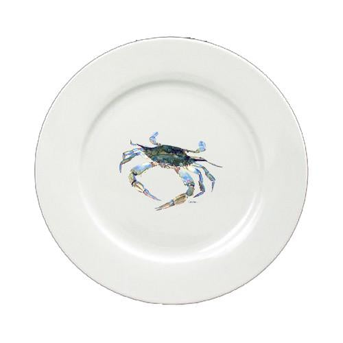 Blue Crab Looking at U Round Ceramic White Salad Plate 8657-DPW by Caroline's Treasures