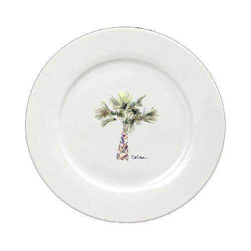 Palm Tree Round Ceramic White Salad Plate 8480-DPW by Caroline's Treasures