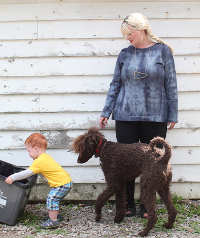 Photo shoot day with the toddler and his dog.