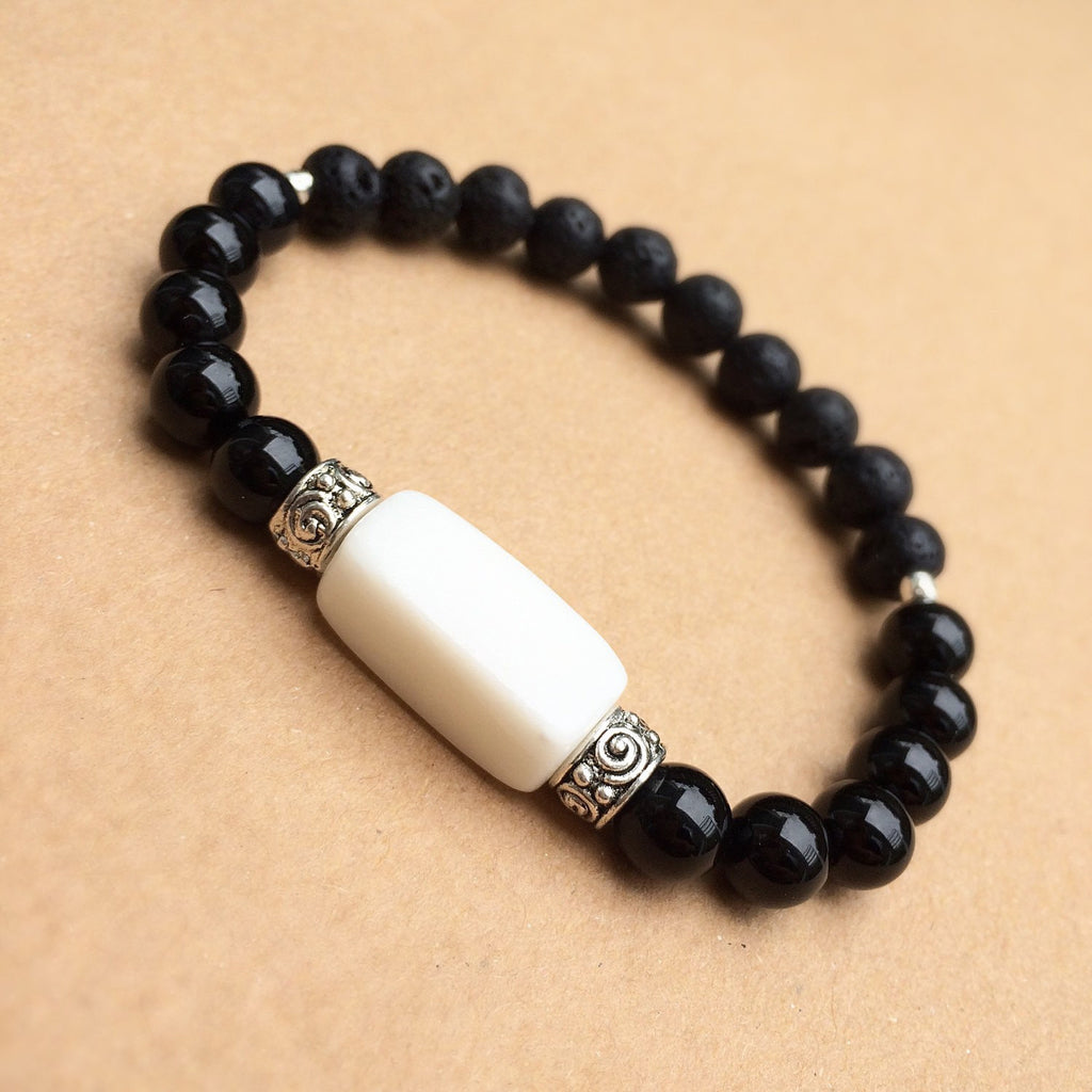Essential Oil Diffuser Bracelet - Snow Quartz Black Onyx Lava Absorb B ...