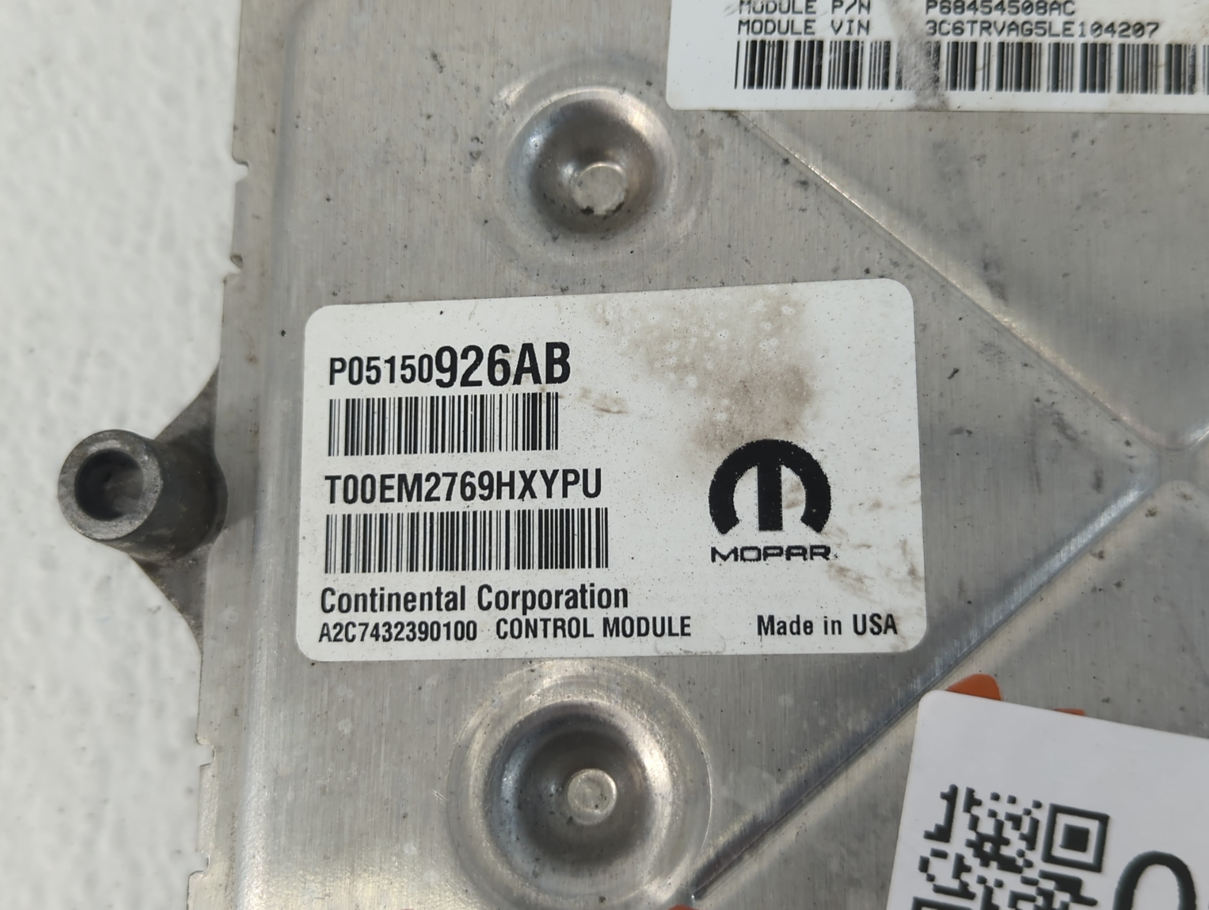2015-2020 Ram Promaster 1500 PCM Engine Control Computer ECU ECM PCU OEM P/N:P68454508AC P05150926AB Fits Fits 2015 2016 2020 OEM Used Auto Parts - Oemusedautoparts1.com