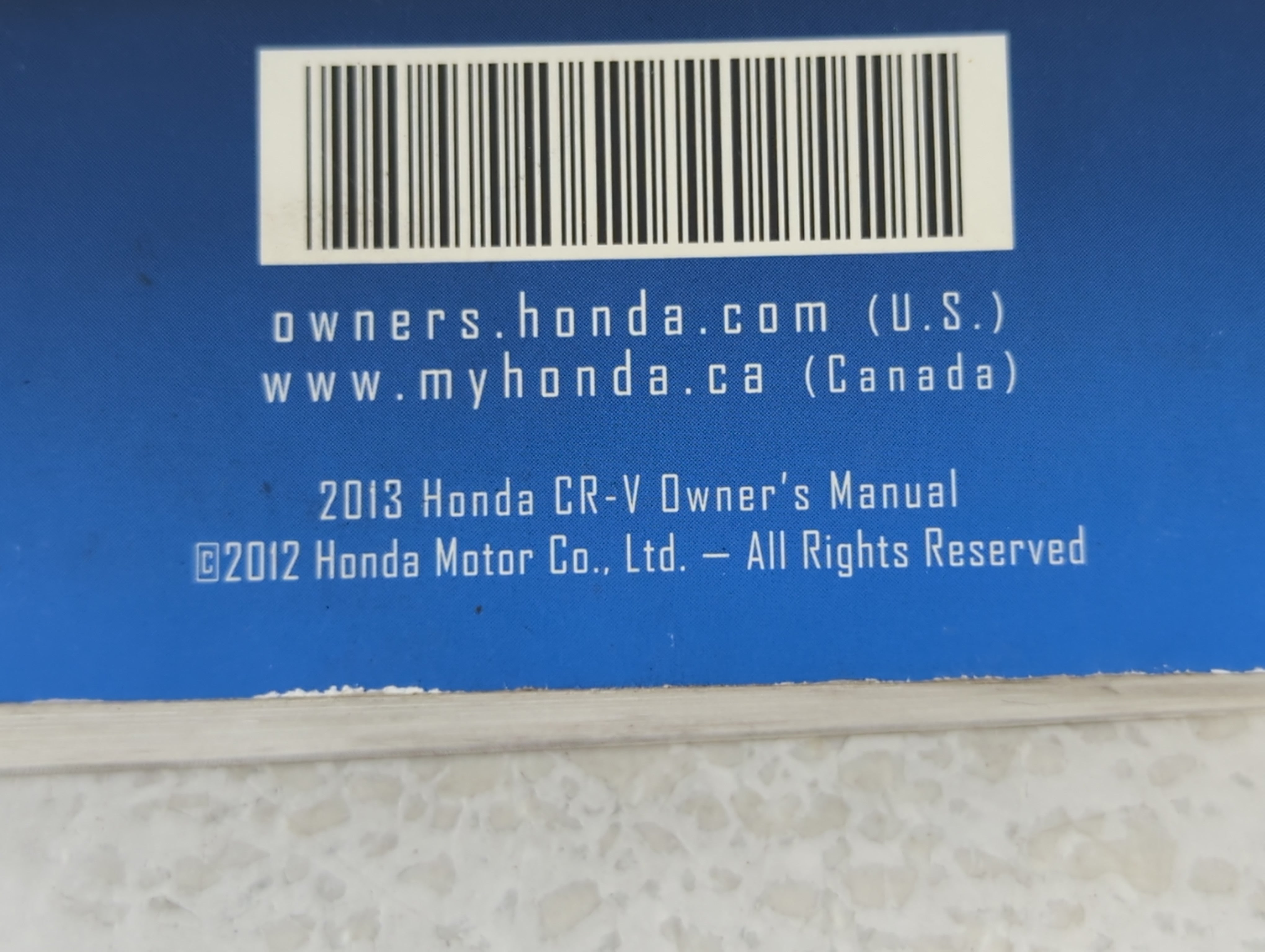 2013 Honda Cr-V Owners Manual Book Guide P/N:00X31-T0A-6100 OEM Used Auto Parts - Oemusedautoparts1.com