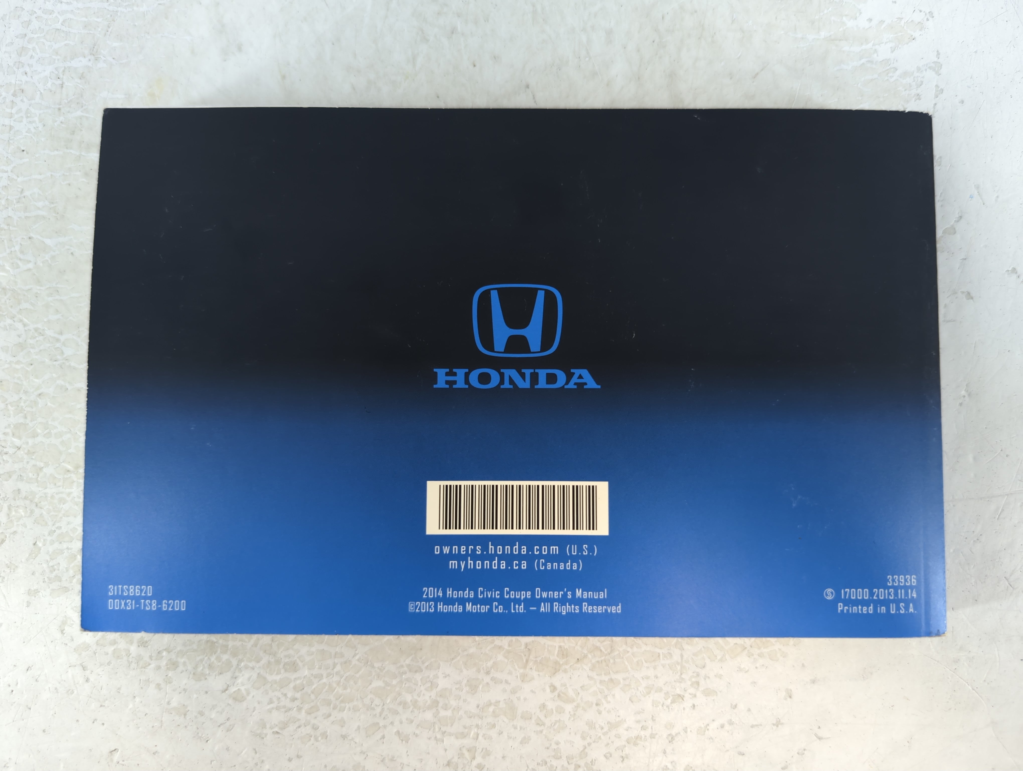 2014 Honda Civic Owners Manual Book Guide P/N:00X31-TS8-6200 OEM Used Auto Parts - Oemusedautoparts1.com