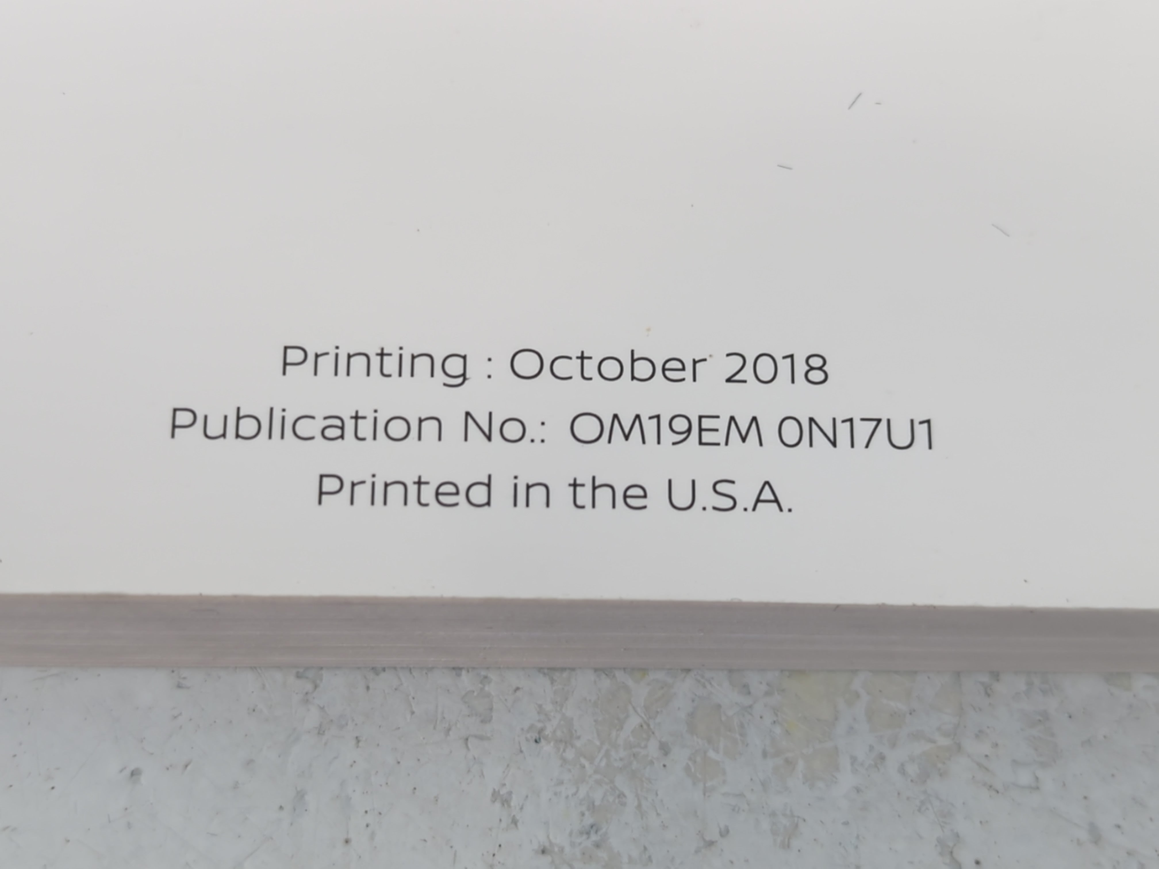 2019 Nissan Versa Owners Manual Book Guide P/N:OM19EM 0N17U1 OEM Used Auto Parts - Oemusedautoparts1.com