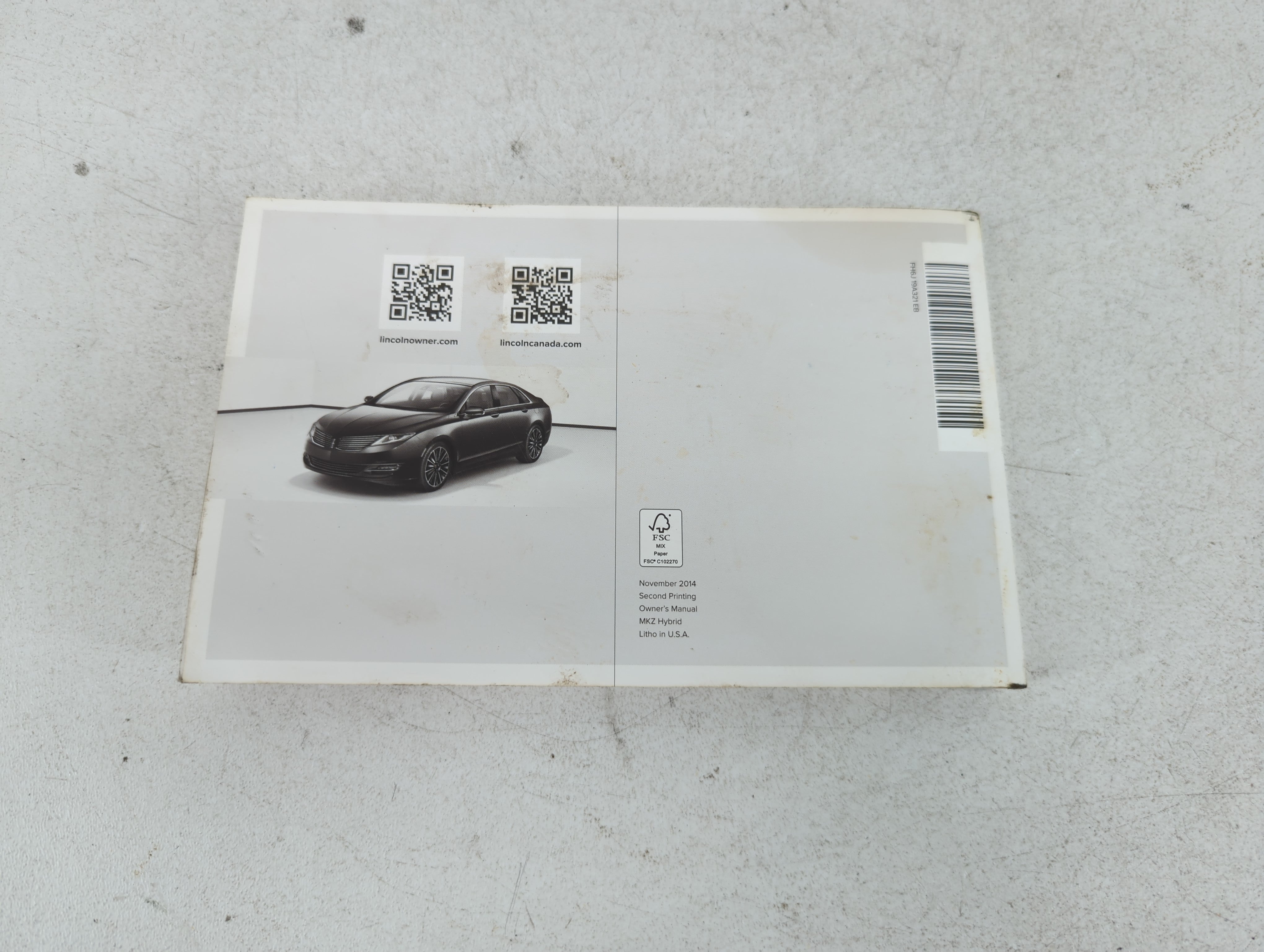 2015 Lincoln Mkz Owners Manual Book Guide P/N:20141016135457 OEM Used Auto Parts - Oemusedautoparts1.com
