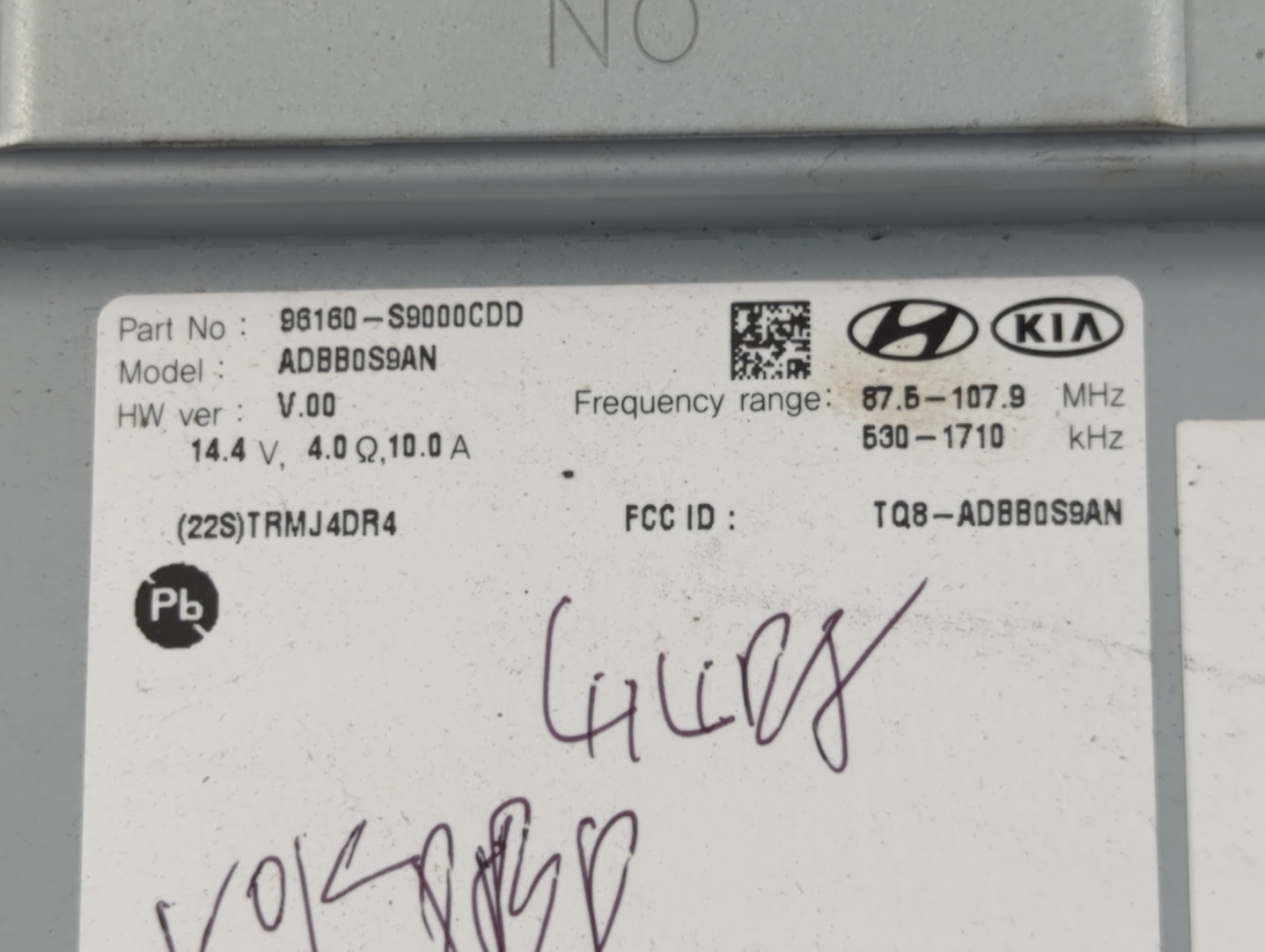2020-2022 Kia Telluride Radio AM FM Cd Player Receiver Replacement P/N:96160-S9000CDD Fits Fits 2020 2021 2022 OEM Used Auto Parts - Oemusedautoparts1.com
