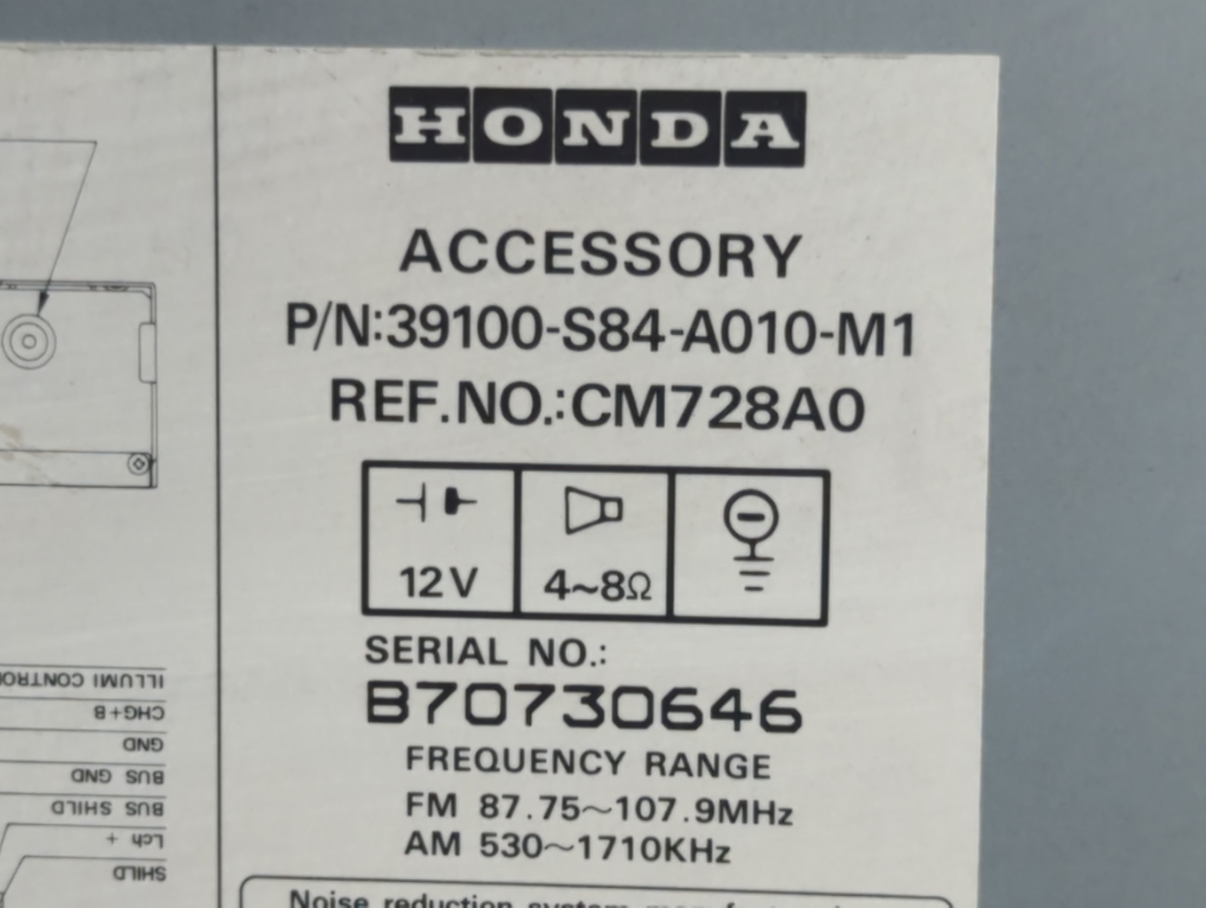 1998-2002 Honda Accord Radio AM FM Cd Player Receiver Replacement P/N:39100-S84-A010-M1 Fits Fits 1998 1999 2000 2001 2002 OEM Used Auto Parts - Oemusedautoparts1.com
