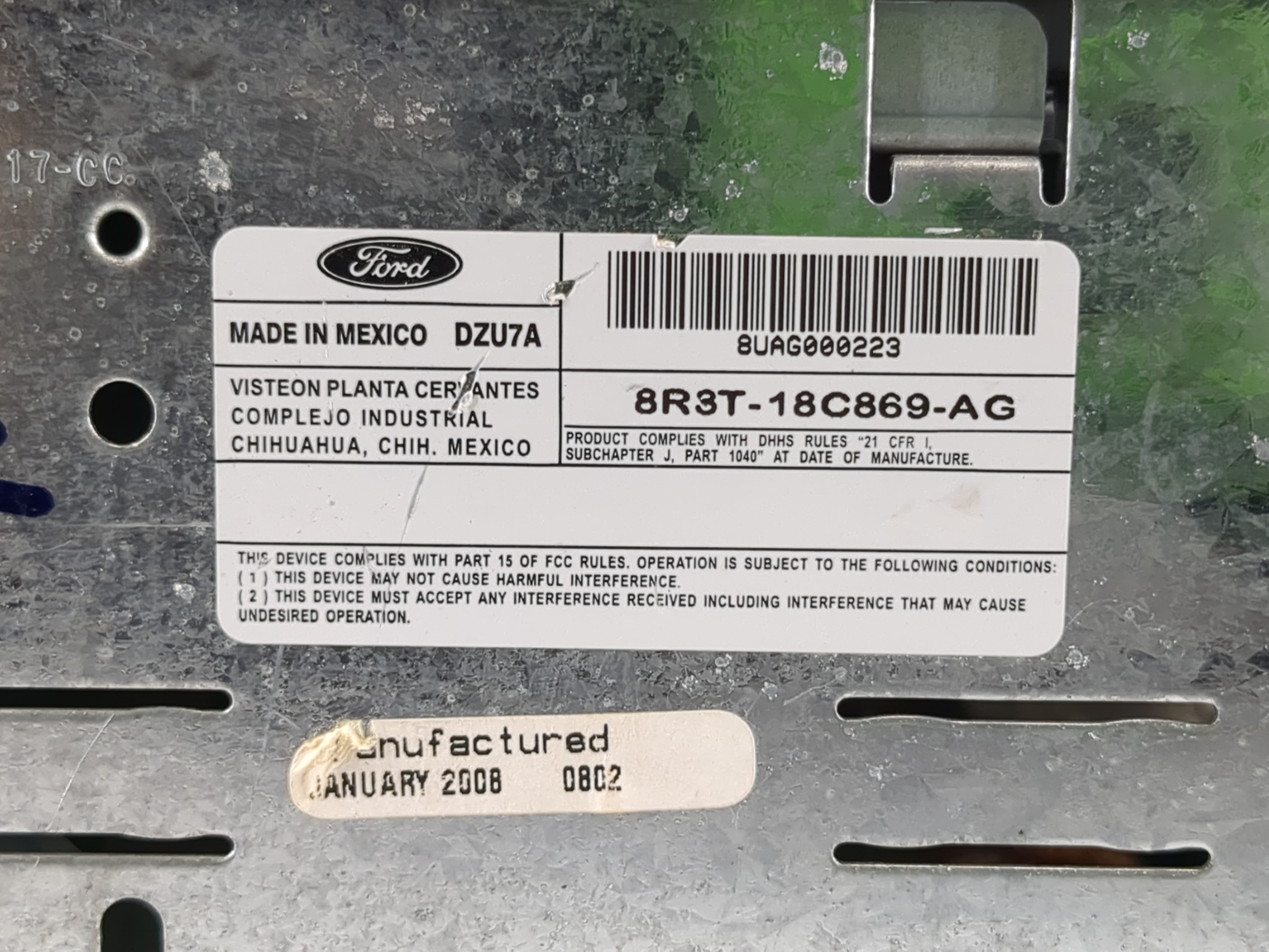 2008-2009 Ford Mustang Radio AM FM Cd Player Receiver Replacement P/N:8R3T-18C869-AG Fits Fits 2008 2009 OEM Used Auto Parts - Oemusedautoparts1.com
