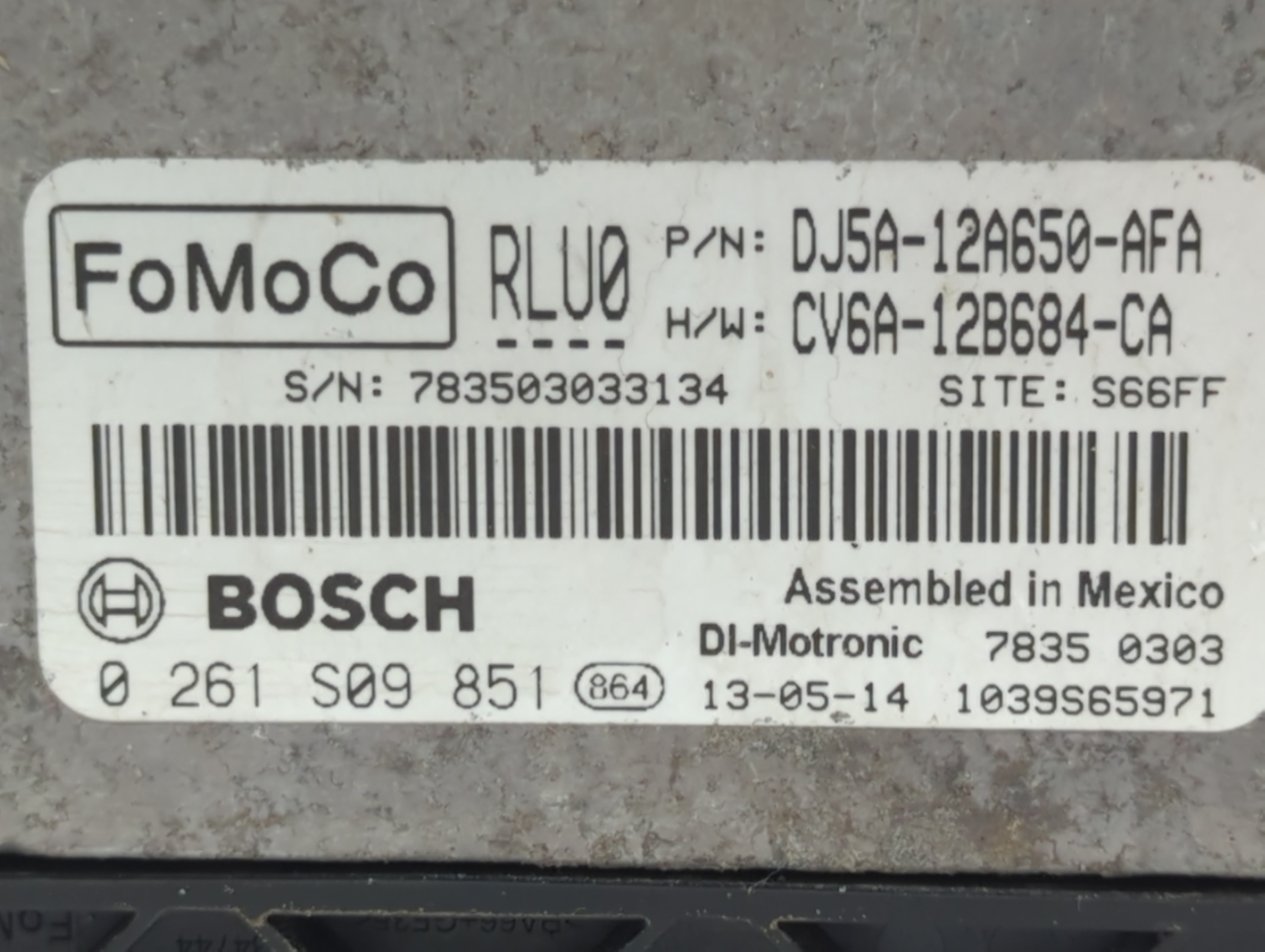 2013-2016 Ford Escape PCM Engine Control Computer ECU ECM PCU OEM P/N:DJ5A-12A650-AFA Fits Fits 2013 2014 2015 2016 OEM Used Auto Parts - Oemusedautoparts1.com