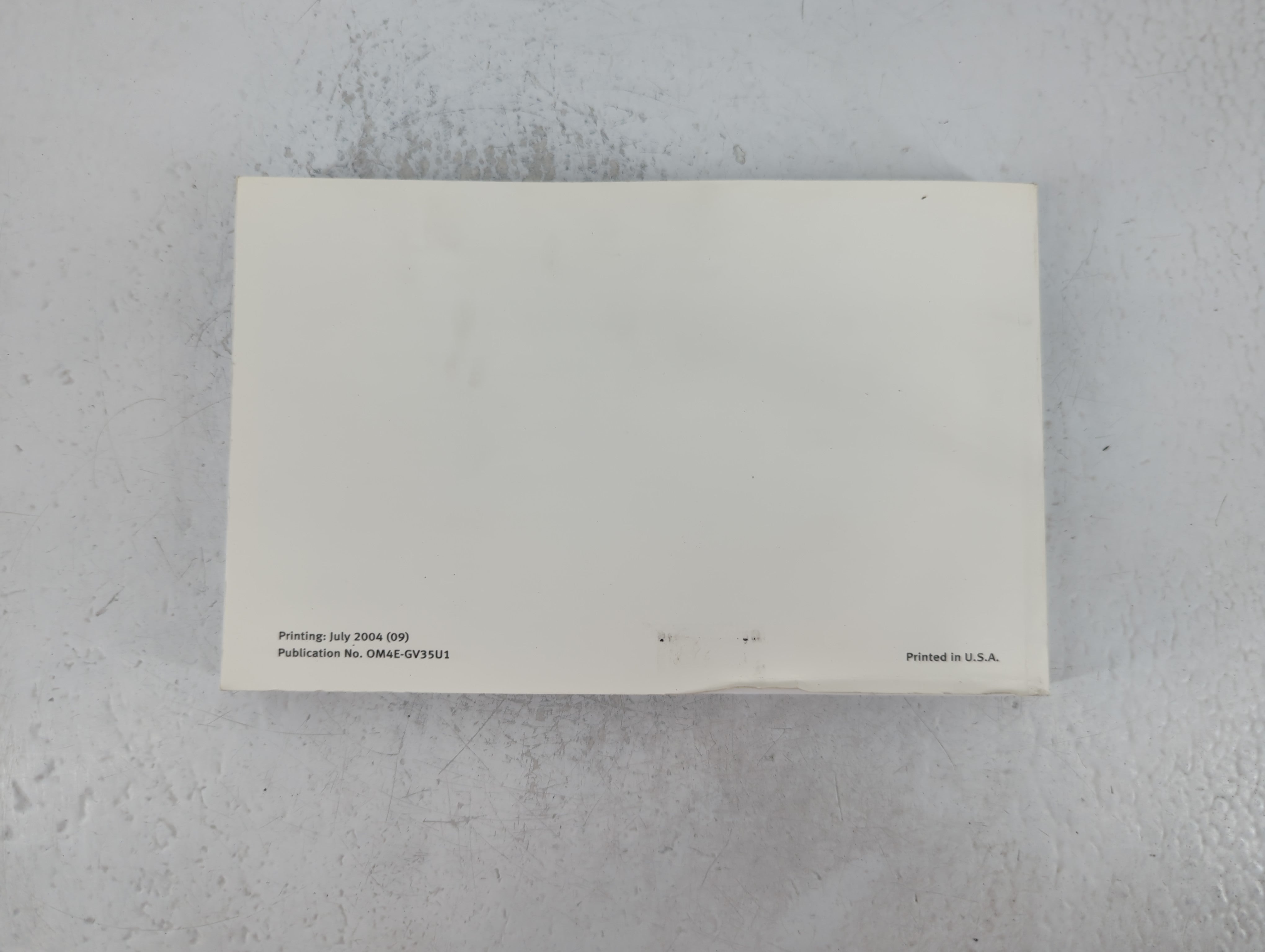 2004 Infiniti G35 Owners Manual Book Guide P/N:OM4E-GV32U1 OEM Used Auto Parts - Oemusedautoparts1.com
