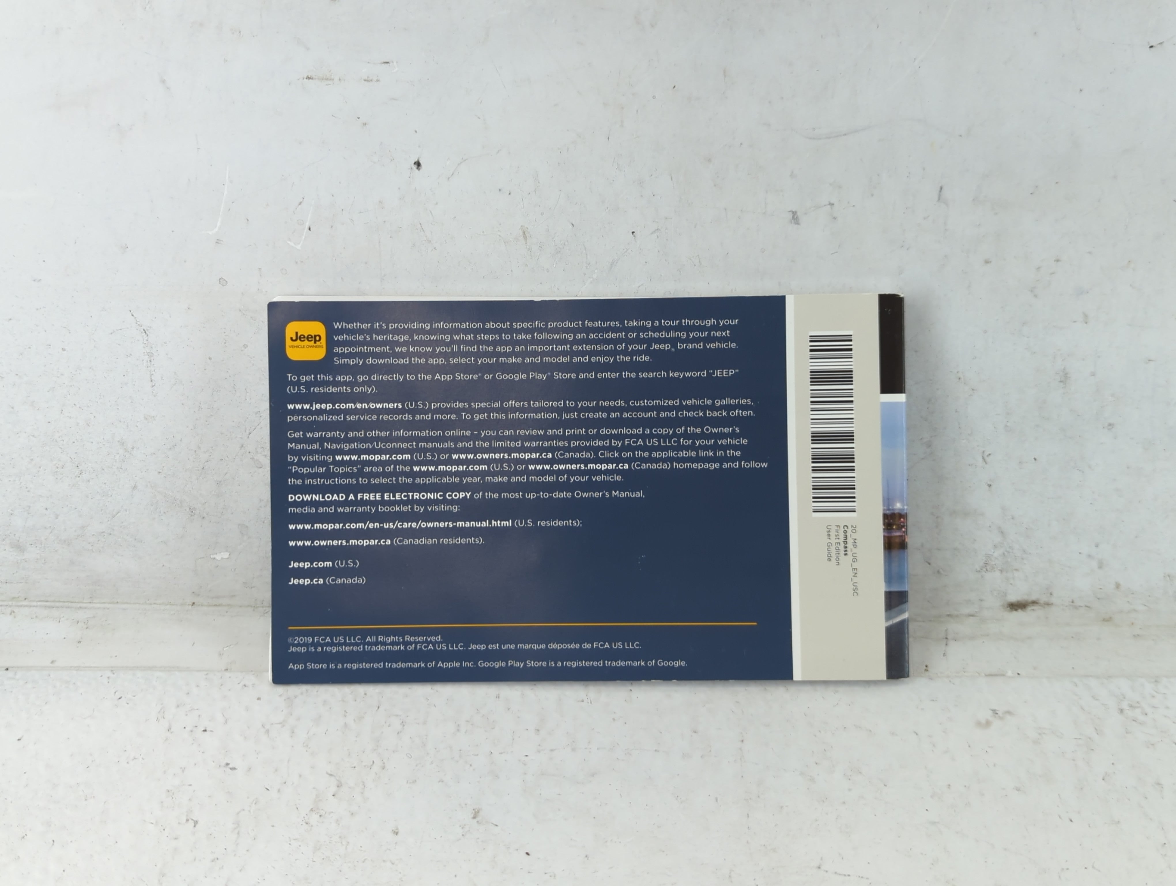 2020 Jeep Compass Owners Manual Book Guide OEM Used Auto Parts - Oemusedautoparts1.com