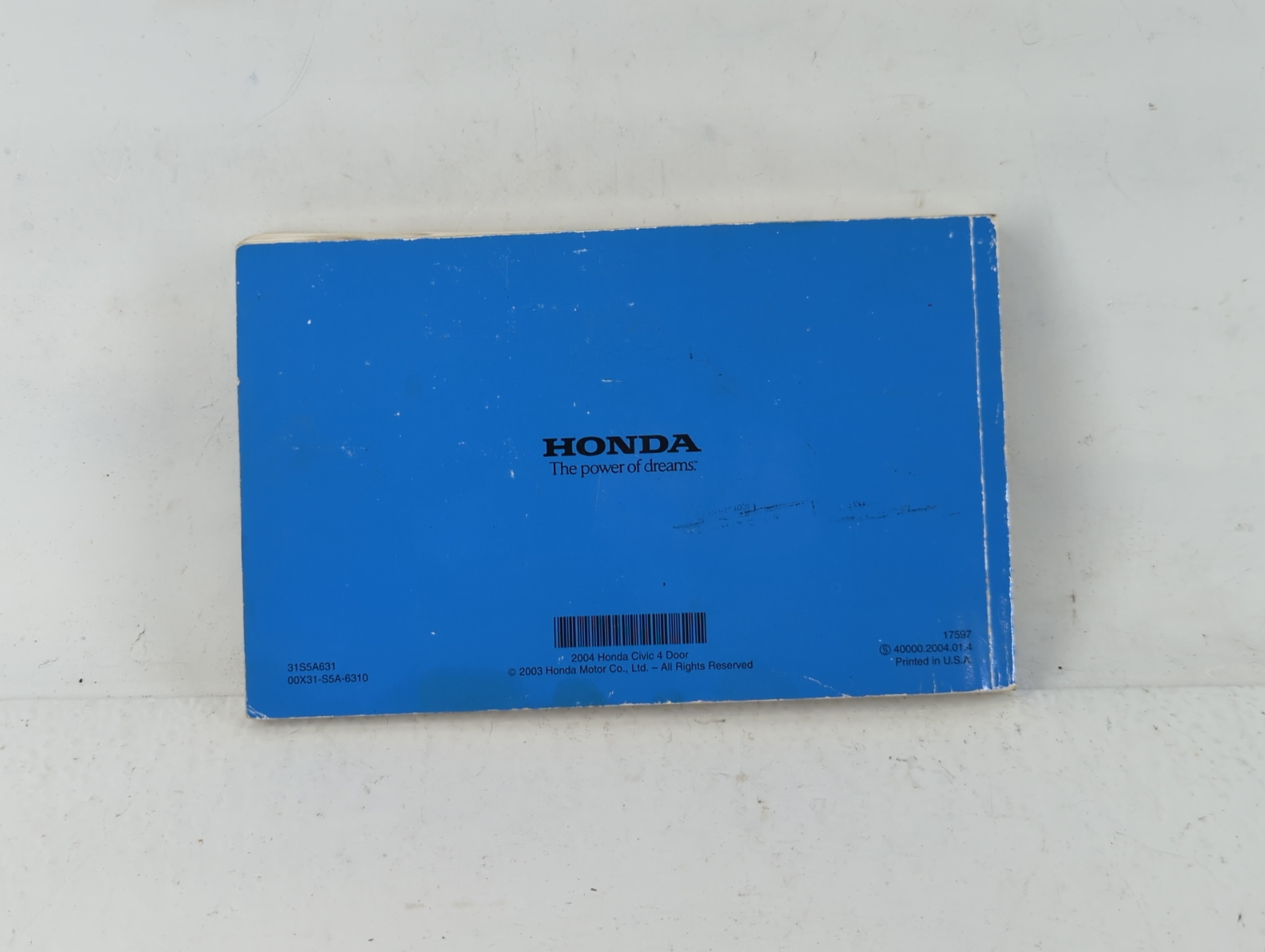 2004 Honda Civic Owners Manual Book Guide P/N:00X31-S5A-6310 31S5A631 OEM Used Auto Parts - Oemusedautoparts1.com
