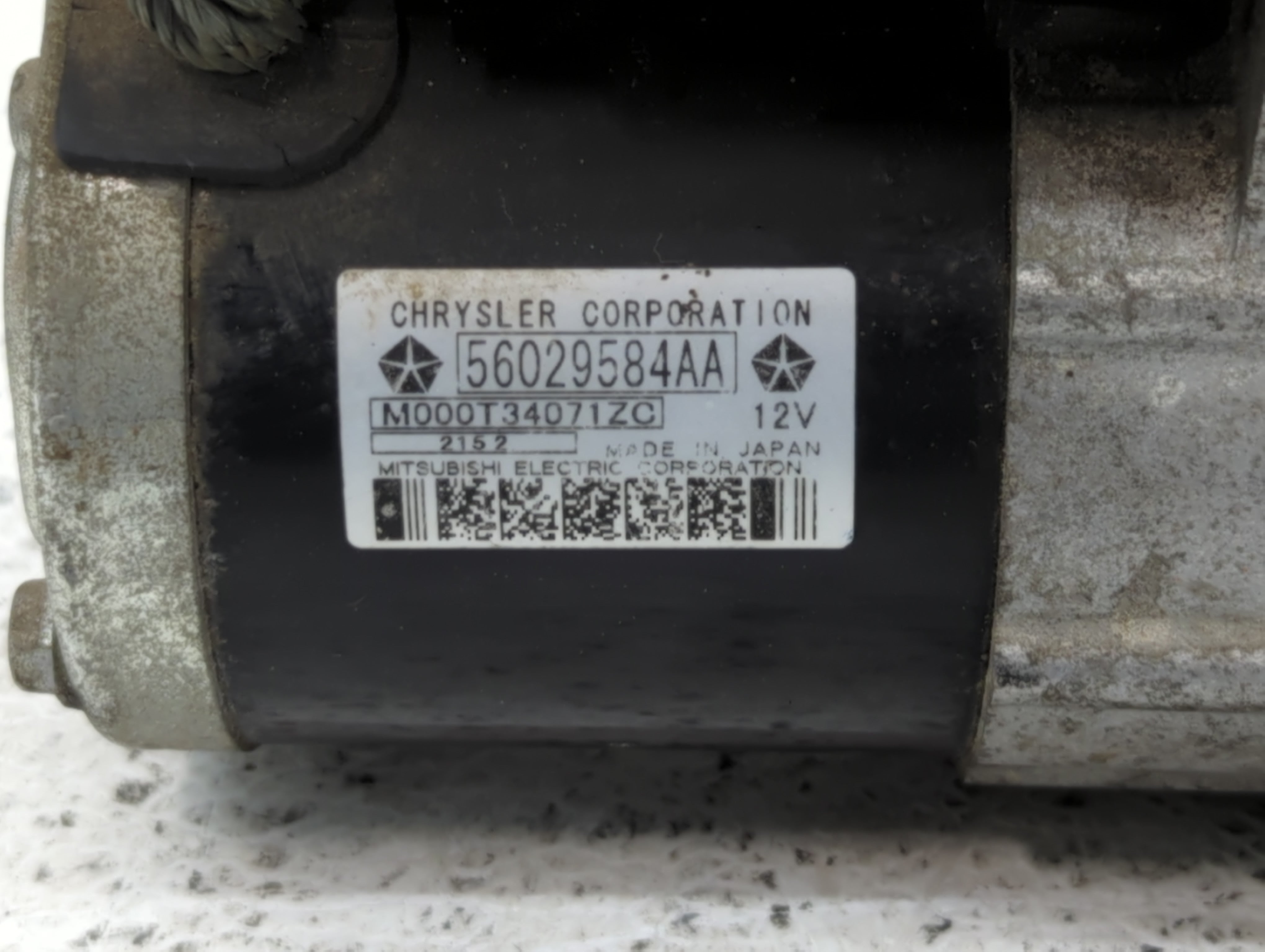 2013 Dodge Avenger Car Starter Motor Solenoid OEM P/N:M000T34071ZC 56029584AA Fits OEM Used Auto Parts - Oemusedautoparts1.com