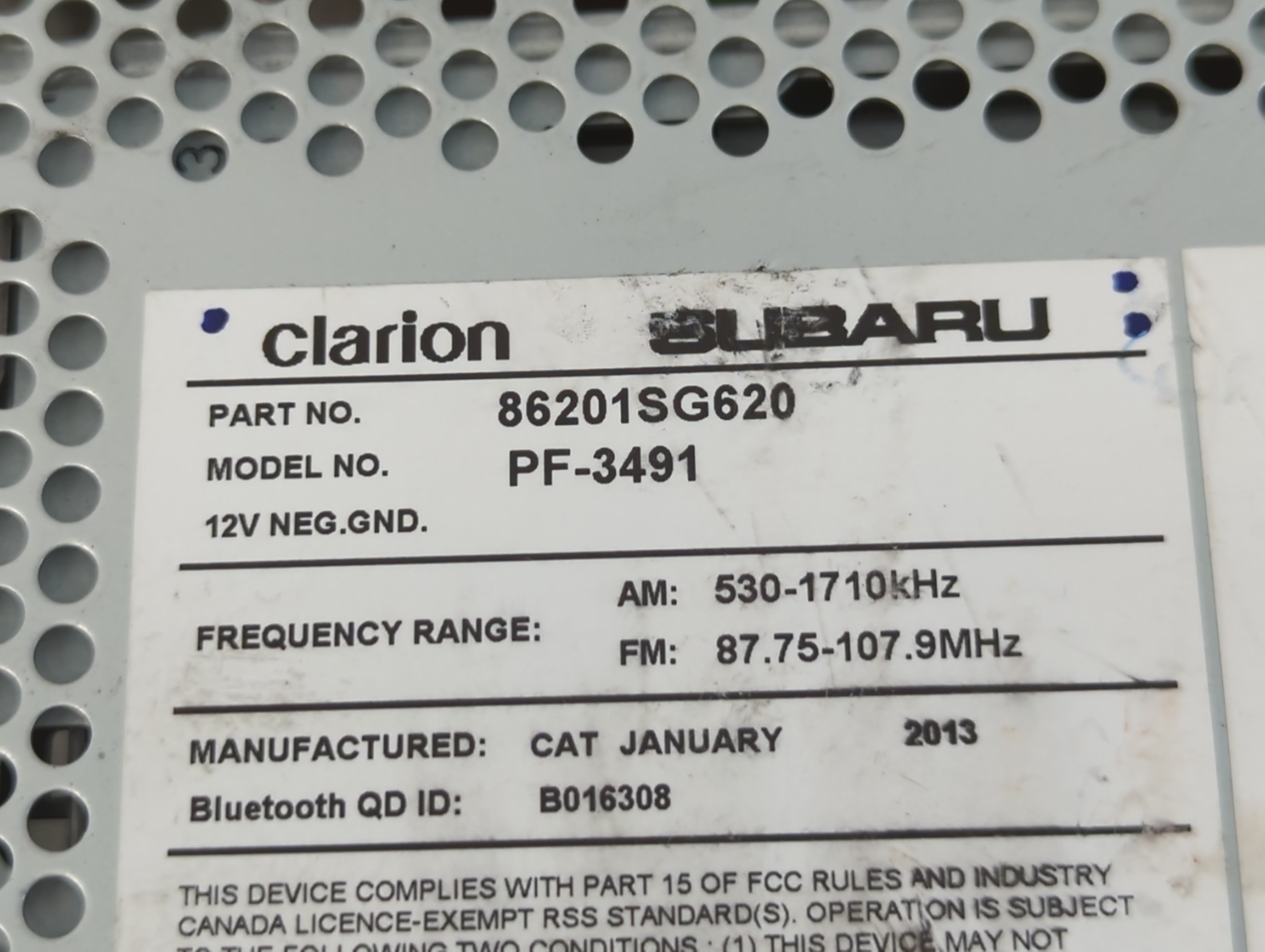2014 Subaru Forester Radio AM FM Cd Player Receiver Replacement P/N:PF-3491 86201SG620 Fits OEM Used Auto Parts - Oemusedautoparts1.com