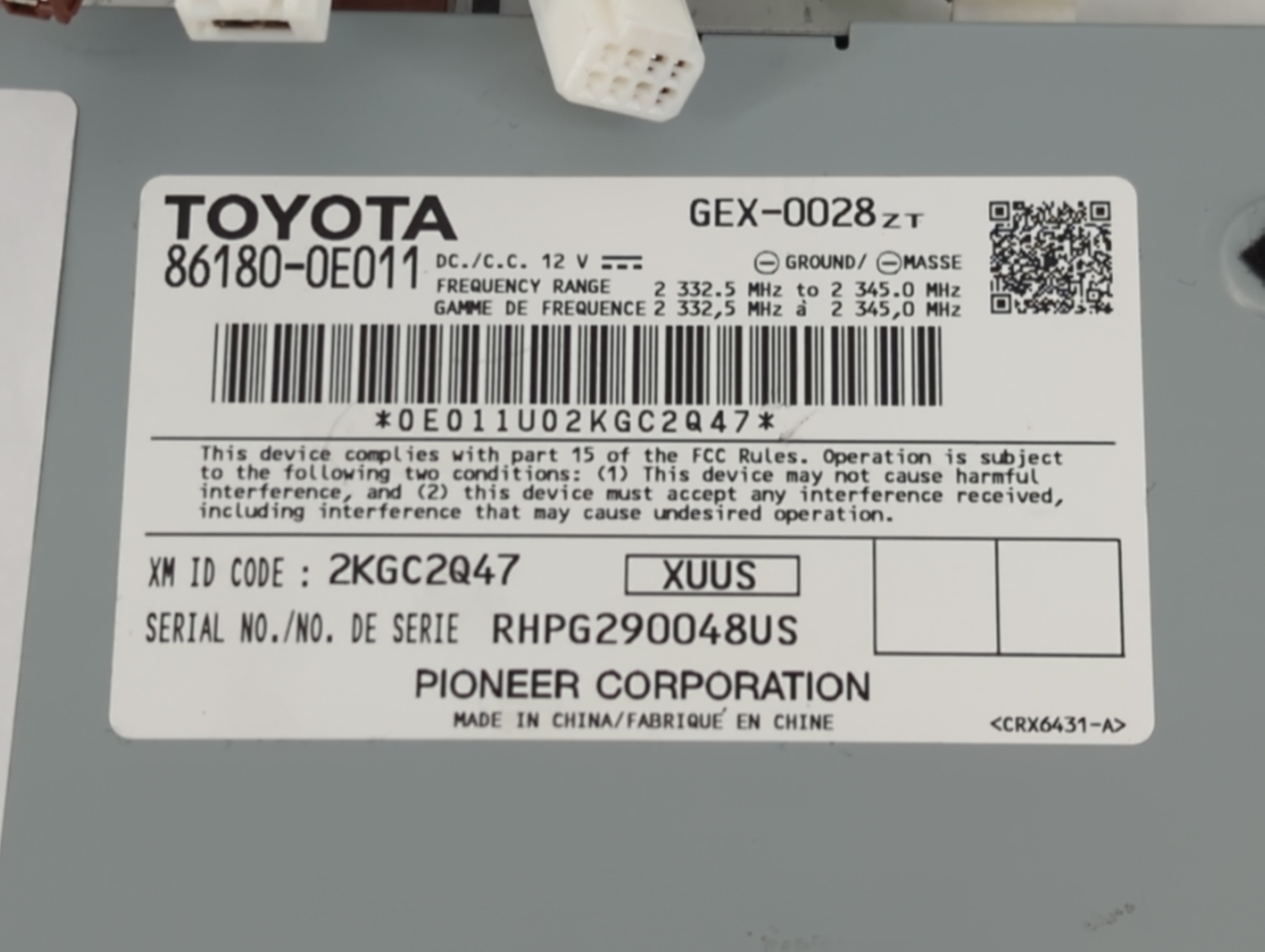 2014-2019 Toyota Highlander Radio AM FM Cd Player Receiver Replacement P/N:86180-0E011 Fits OEM Used Auto Parts - Oemusedautoparts1.com
