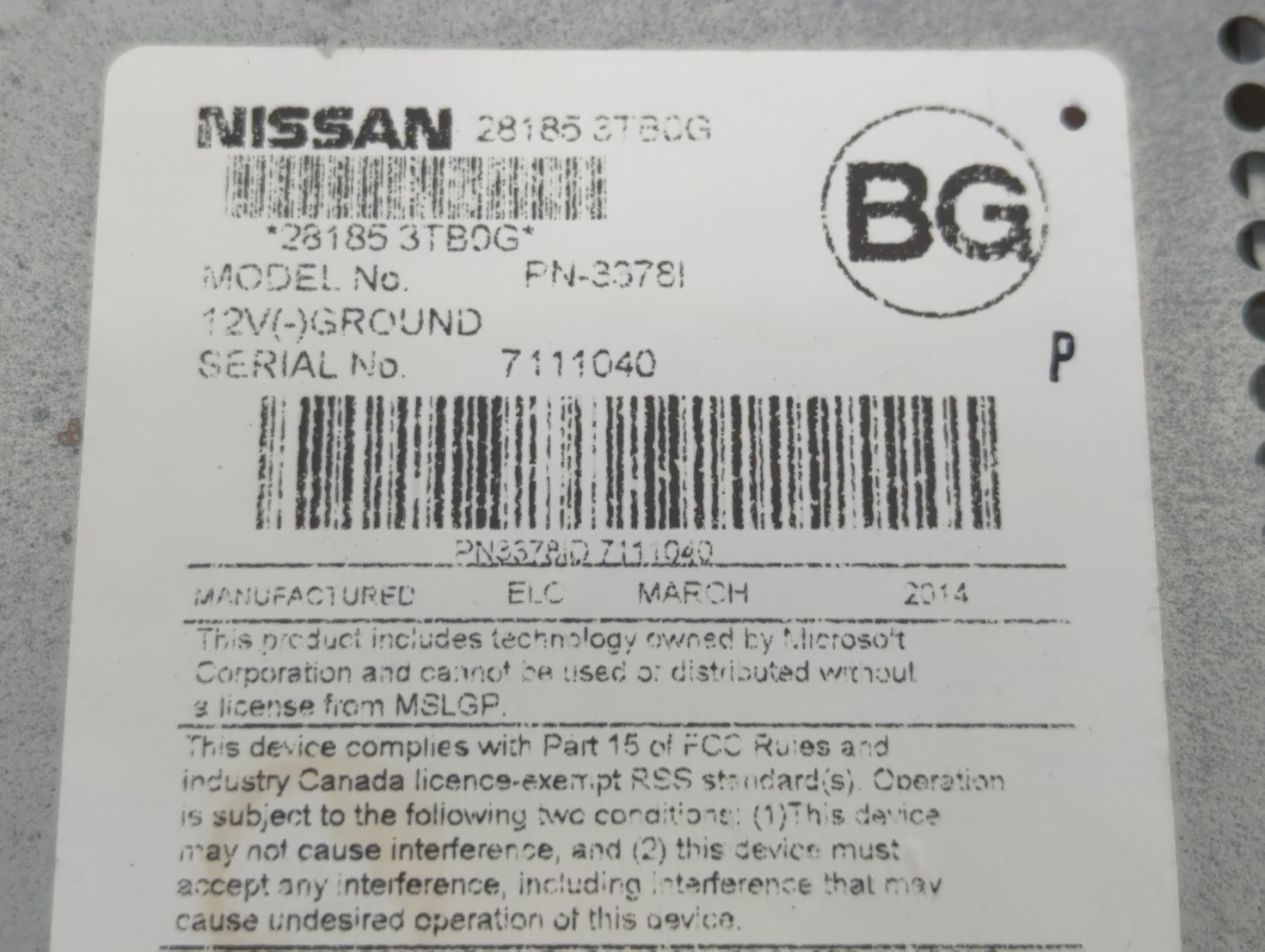 2013-2015 Nissan Altima Radio AM FM Cd Player Receiver Replacement P/N:28185 3TB0G Fits Fits 2013 2014 2015 OEM Used Auto Parts - Oemusedautoparts1.com