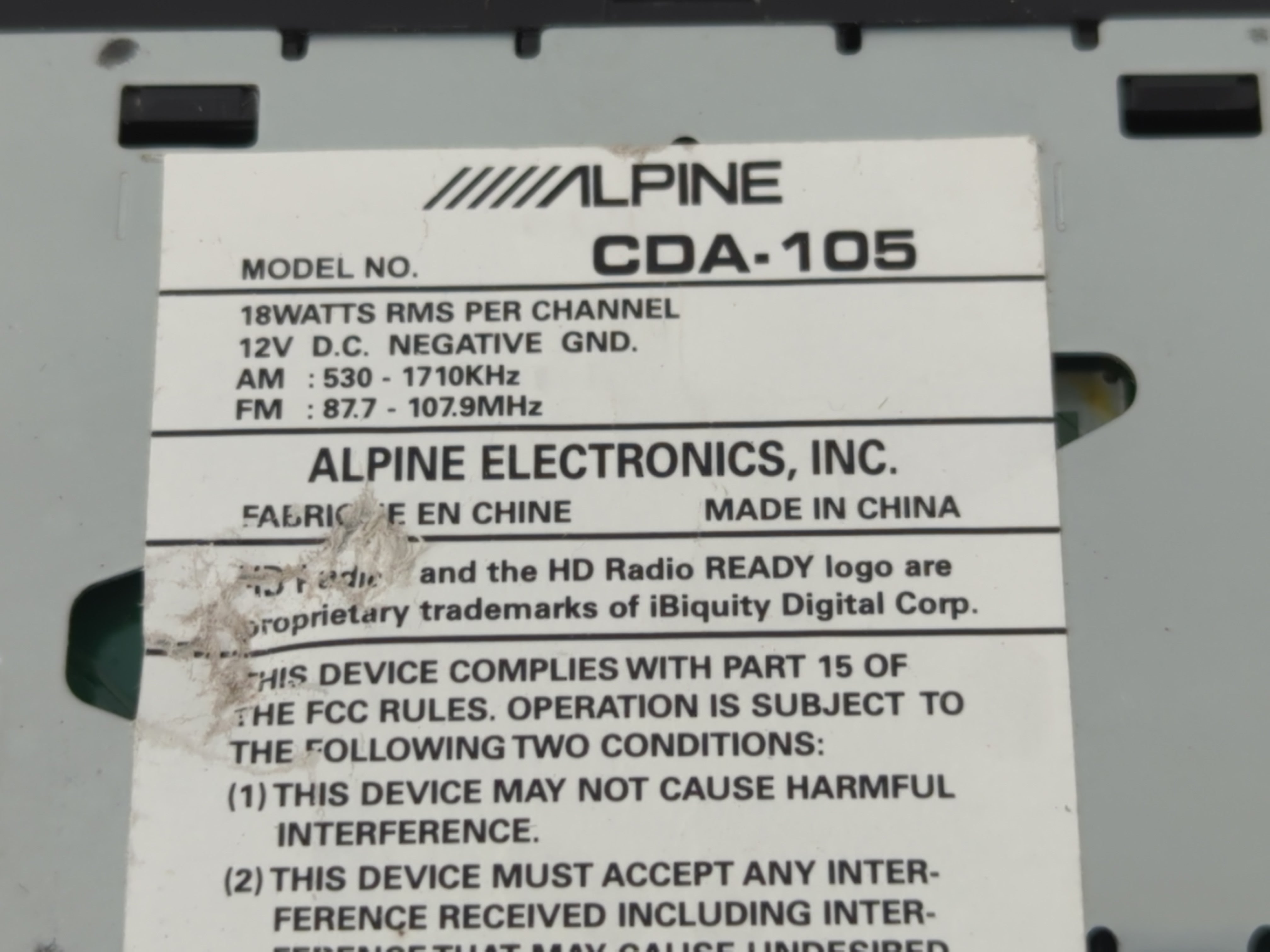 2007 Chevrolet Silverado 1500 Classic Radio AM FM Cd Player Receiver Replacement P/N:CDA-105 Fits OEM Used Auto Parts - Oemusedautoparts1.com