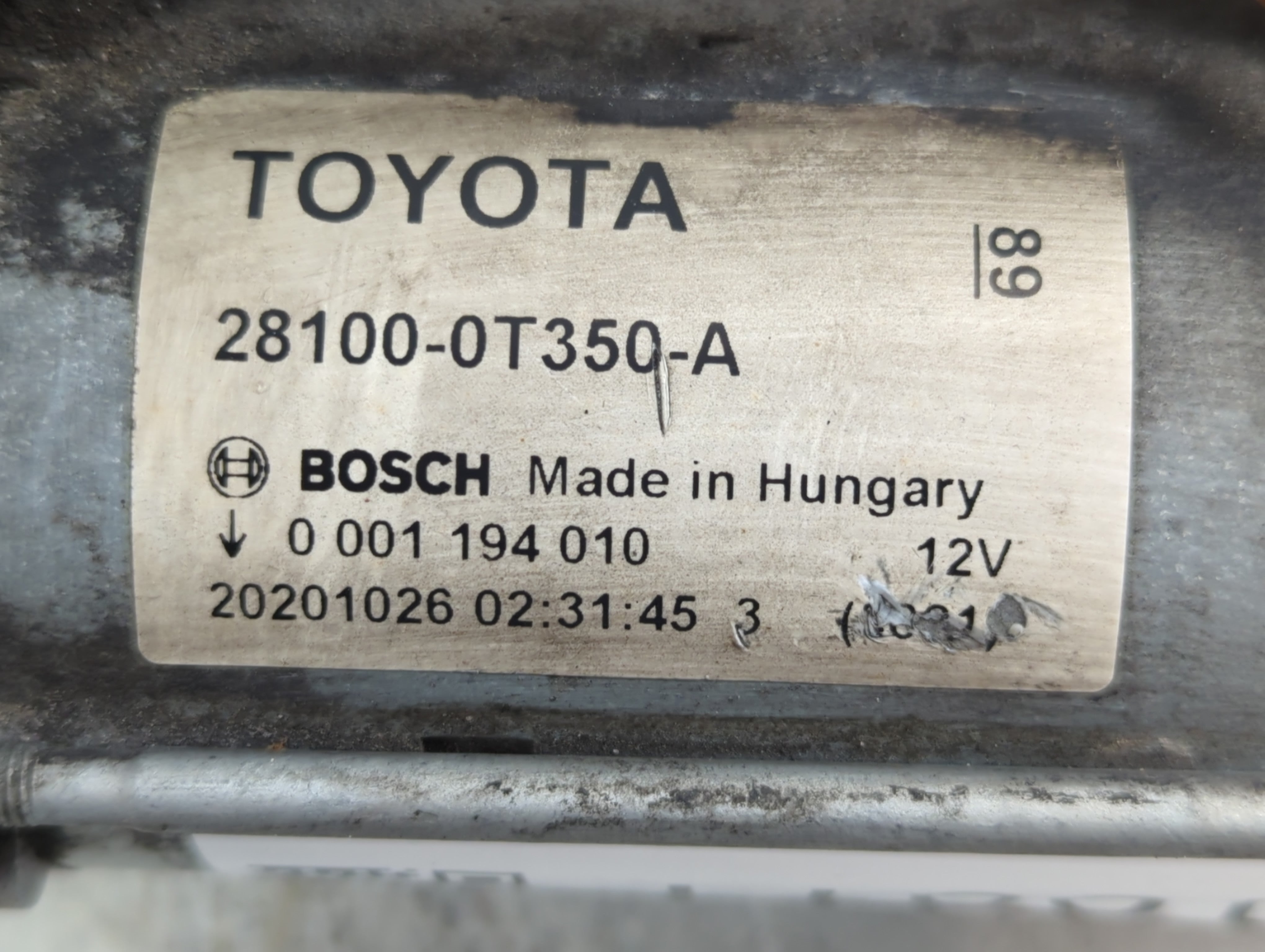 2018-2022 Toyota C-Hr Car Starter Motor Solenoid OEM P/N:28100-0T350-A Fits Fits 2018 2019 2020 2021 2022 OEM Used Auto Parts - Oemusedautoparts1.com