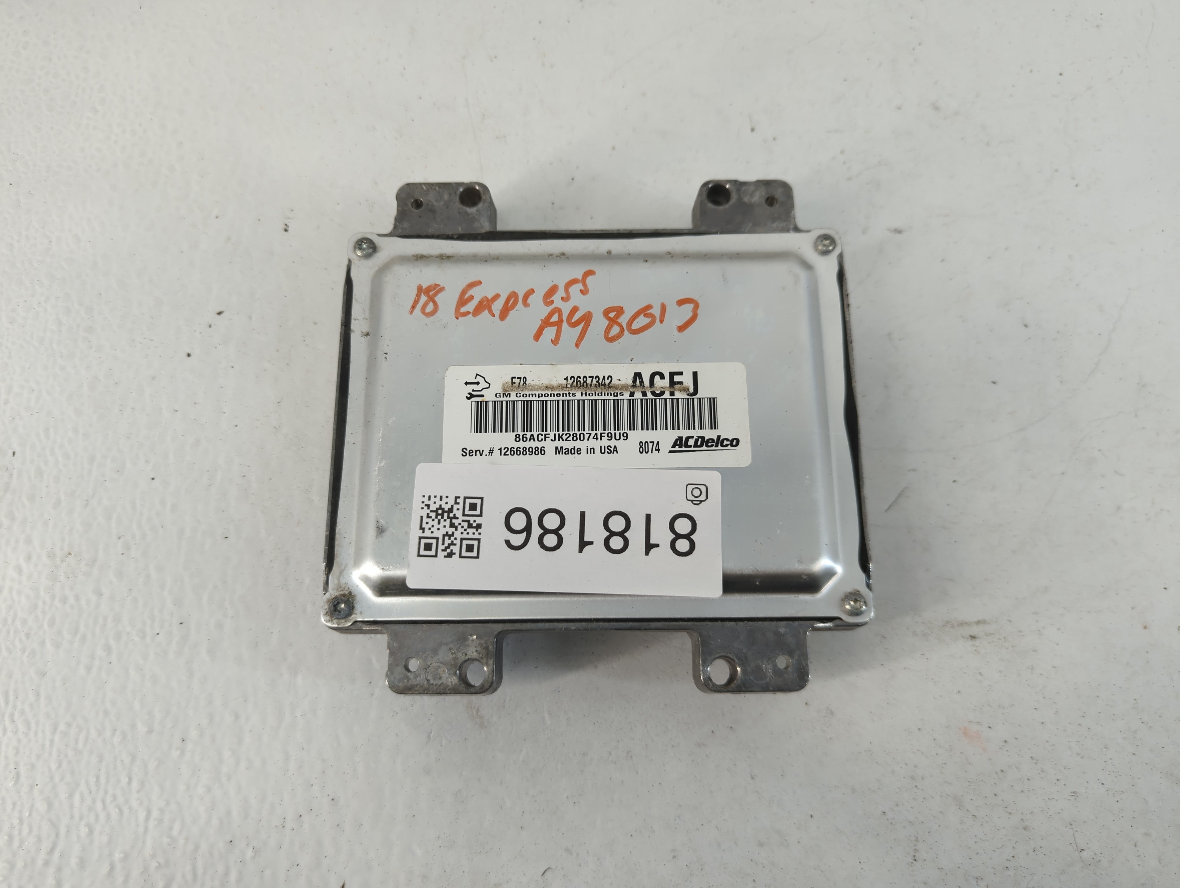 2017-2020 Chevrolet Express 2500 PCM Engine Control Computer ECU ECM PCU OEM P/N:12687342 Fits Fits 2017 2018 2019 2020 2021 OEM Used Auto Parts - Oemusedautoparts1.com