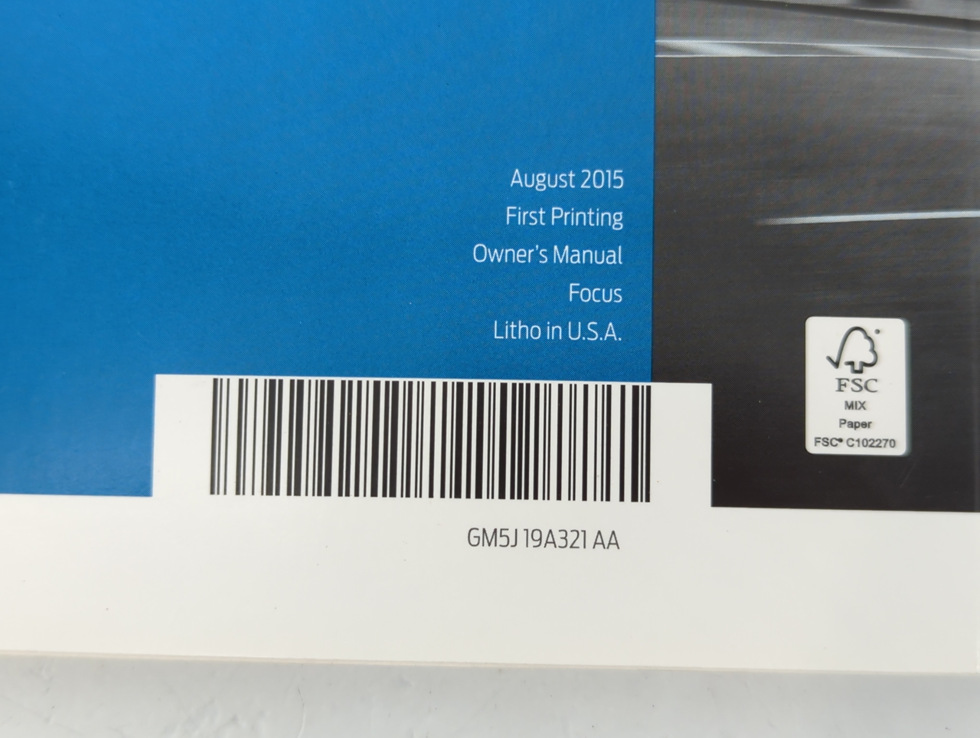 2016 Ford Focus Owners Manual Book Guide P/N:GM5J 19A321 AA OEM Used Auto Parts - Oemusedautoparts1.com