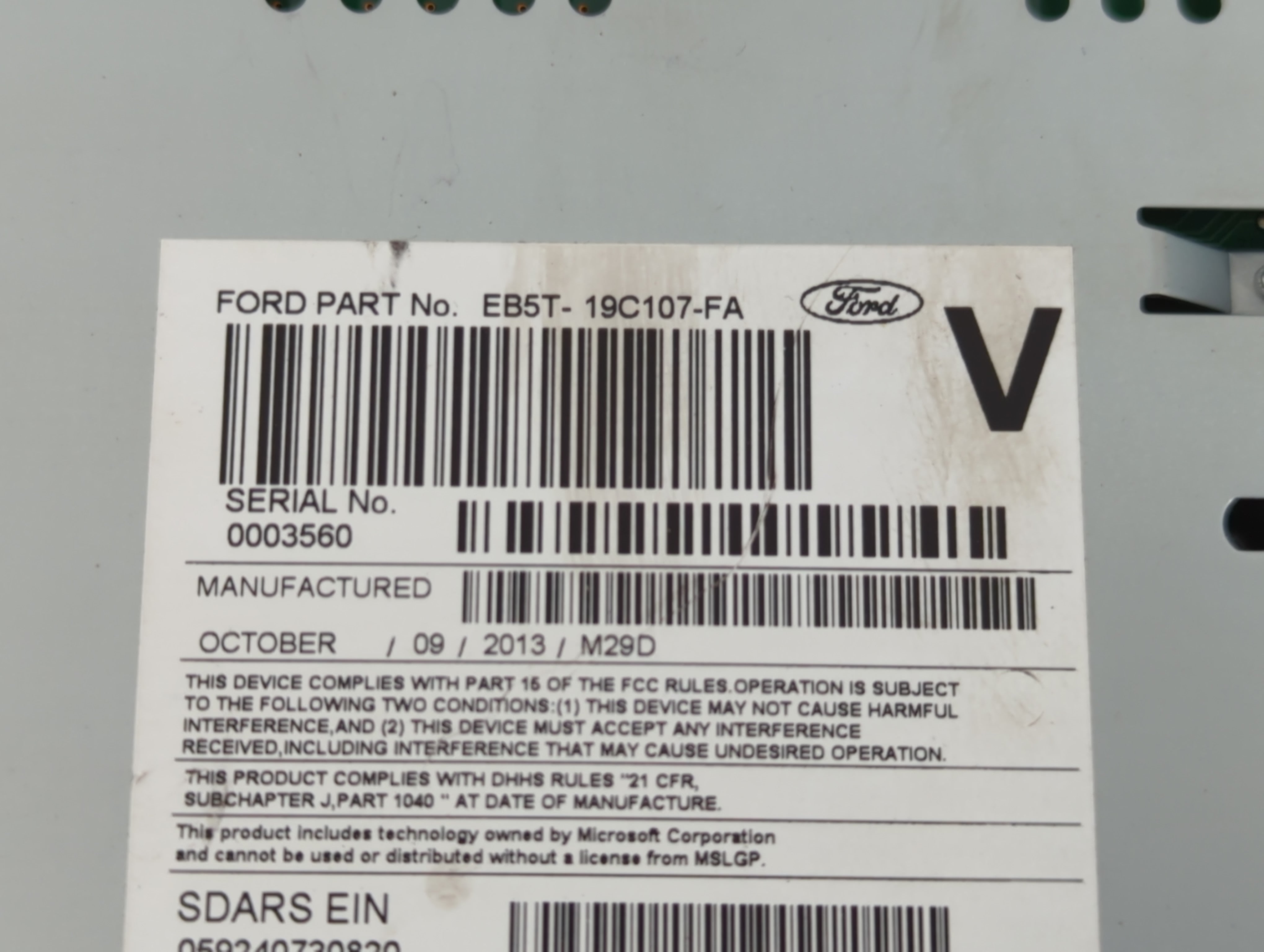 2014-2017 Ford Explorer Radio AM FM Cd Player Receiver Replacement P/N:EB5T-19C107-FA Fits Fits 2014 2015 2016 2017 OEM Used Auto Parts - Oemusedautoparts1.com