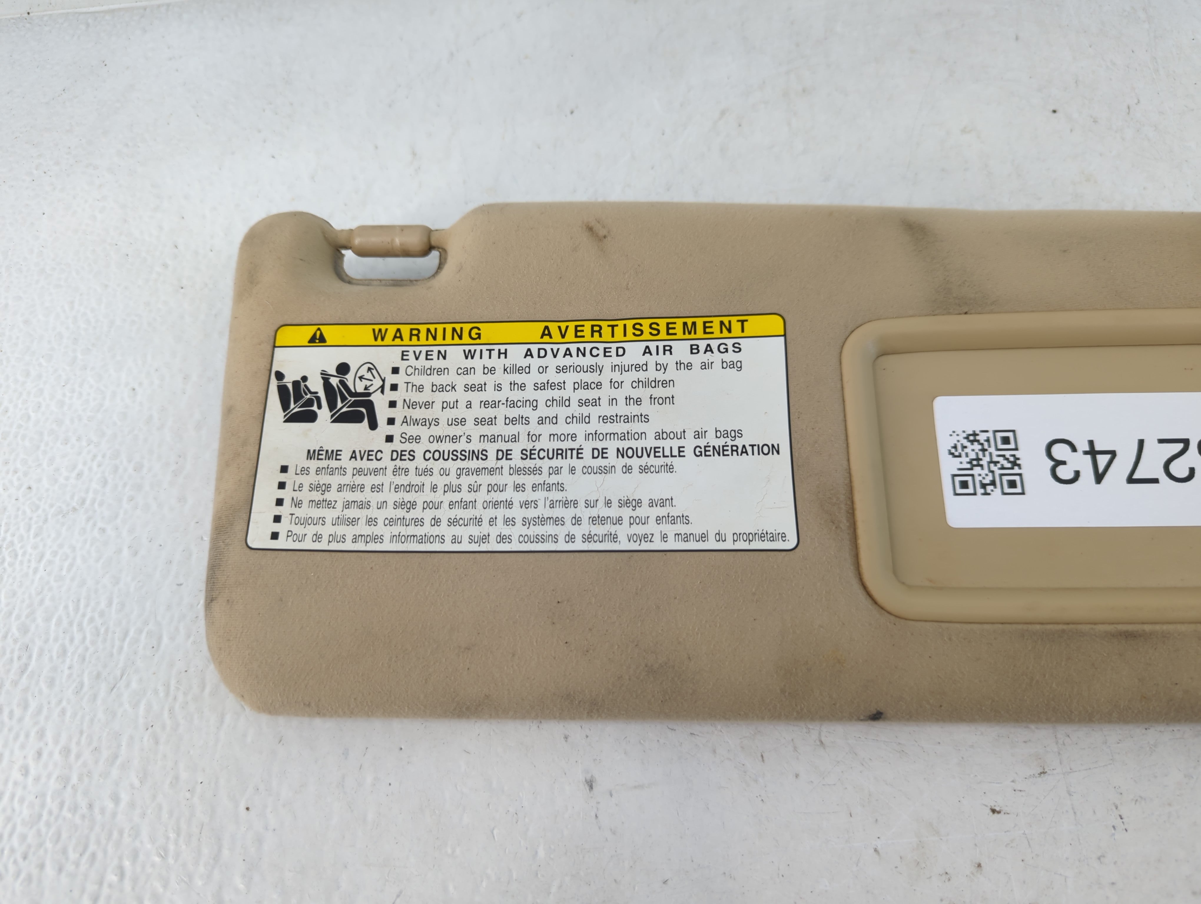 2007-2009 Lexus Is250 Sun Visor Shade Replacement Passenger Right Mirror Fits Fits 2007 2008 2009 OEM Used Auto Parts - Oemusedautoparts1.com