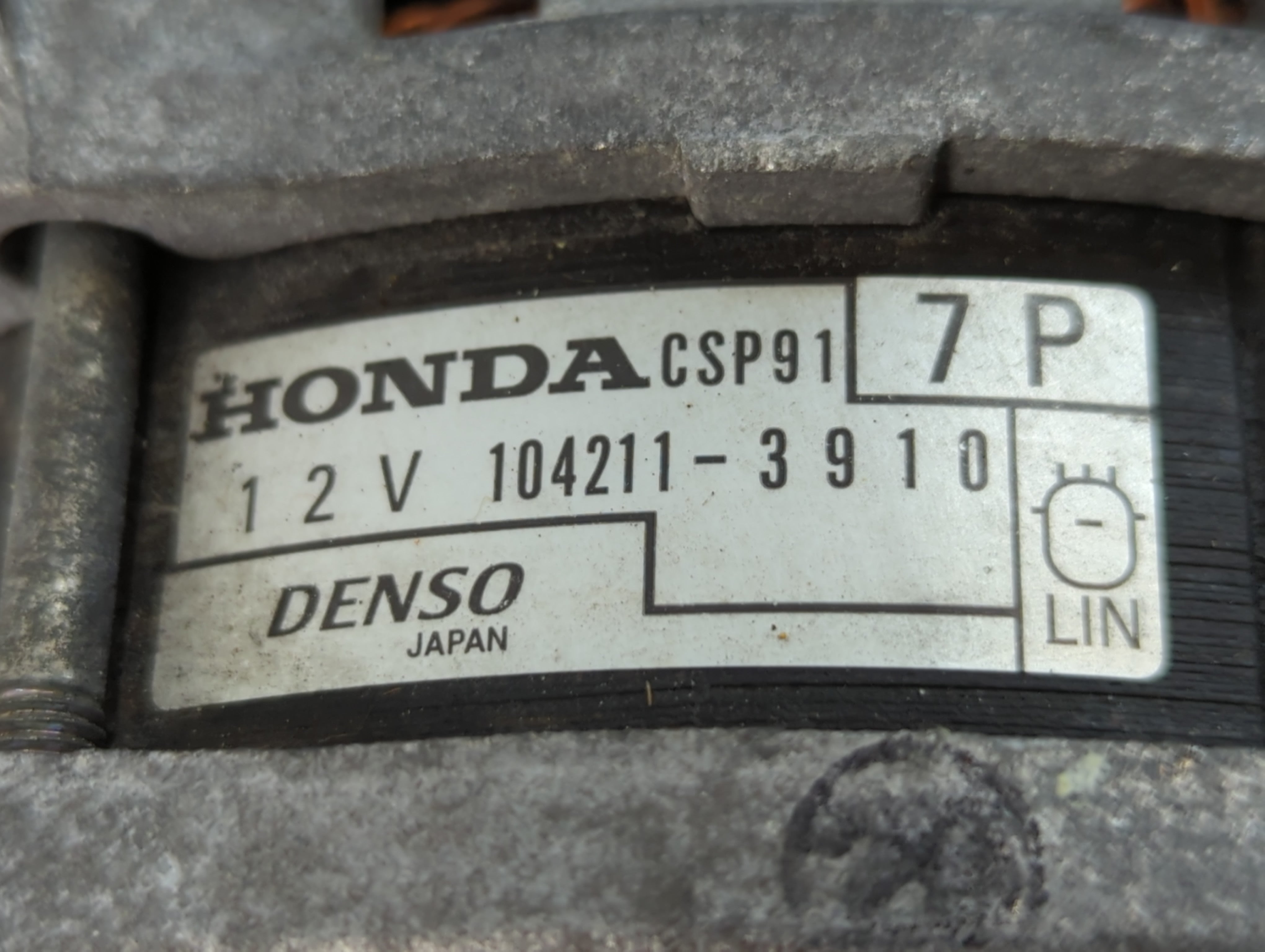 2016-2022 Honda Civic Alternator Replacement Generator Charging Assembly Engine OEM P/N:104211-3910 Fits OEM Used Auto Parts - Oemusedautoparts1.com