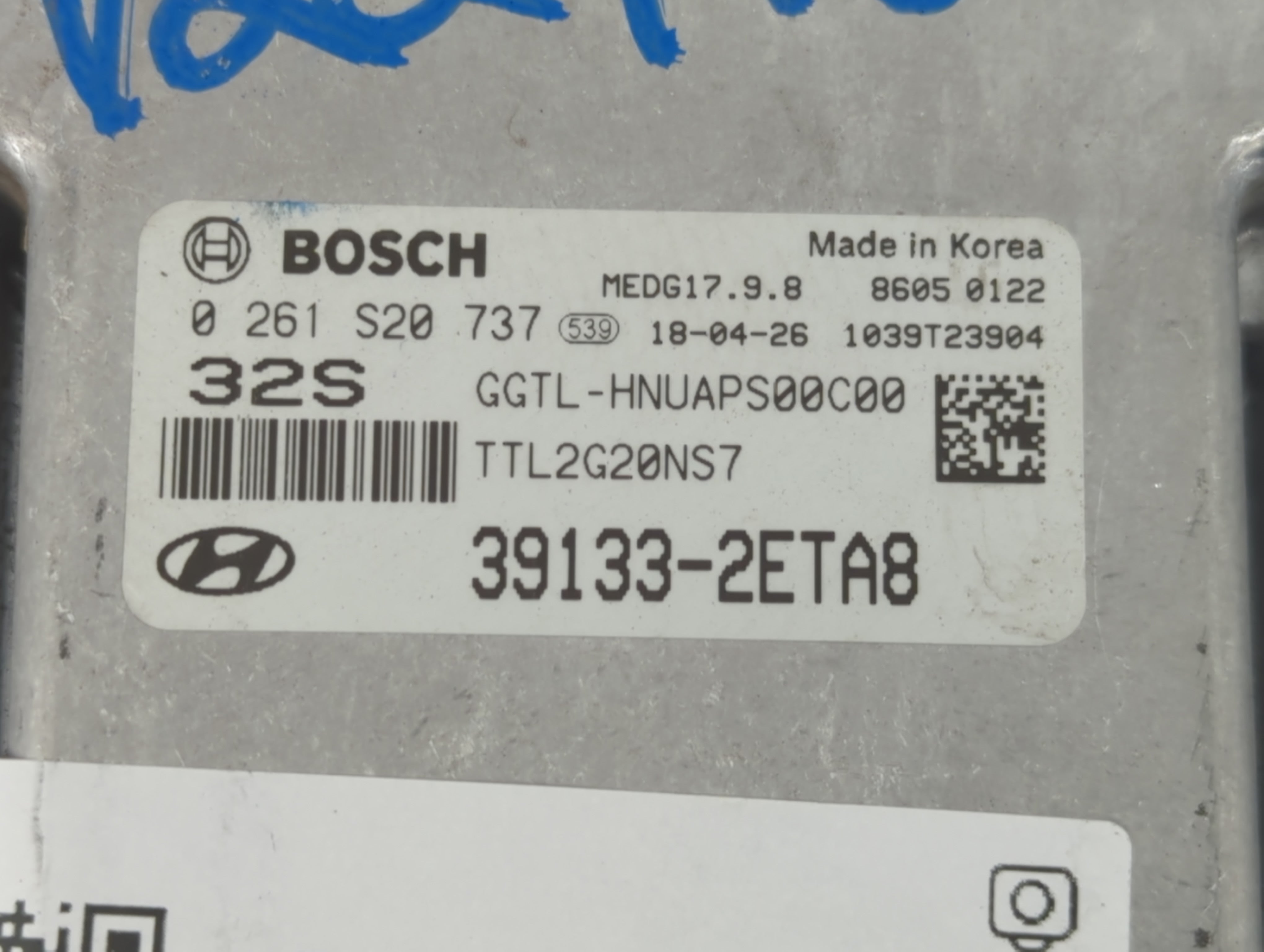 2016-2018 Hyundai Tucson PCM Engine Control Computer ECU ECM PCU OEM P/N:0 261 S20 737 39133-2ETA8 Fits Fits 2016 2017 2018 OEM Used Auto Parts - Oemusedautoparts1.com