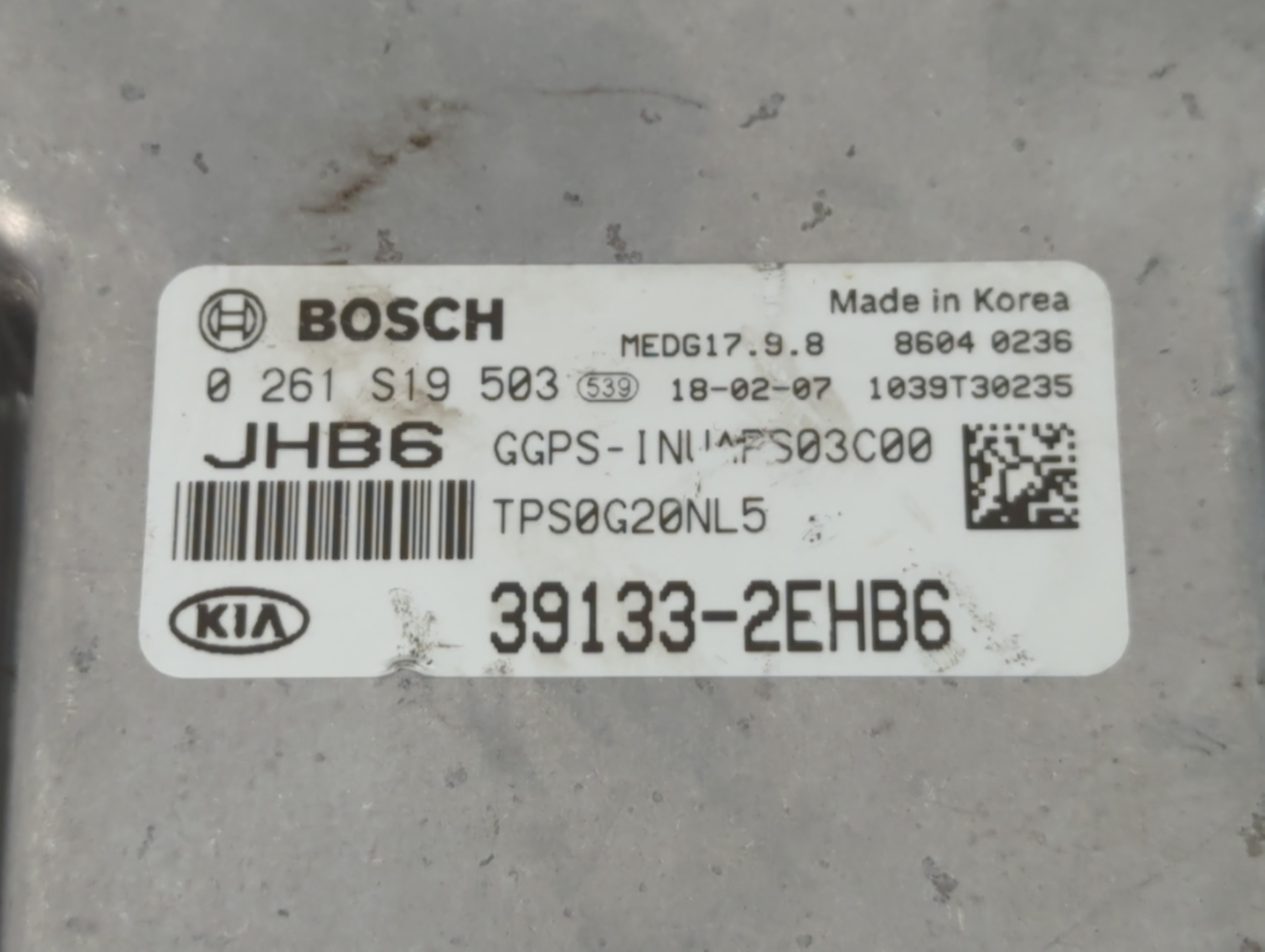2018 Kia Soul PCM Engine Control Computer ECU ECM PCU OEM P/N:39133-2EHB6 Fits OEM Used Auto Parts - Oemusedautoparts1.com