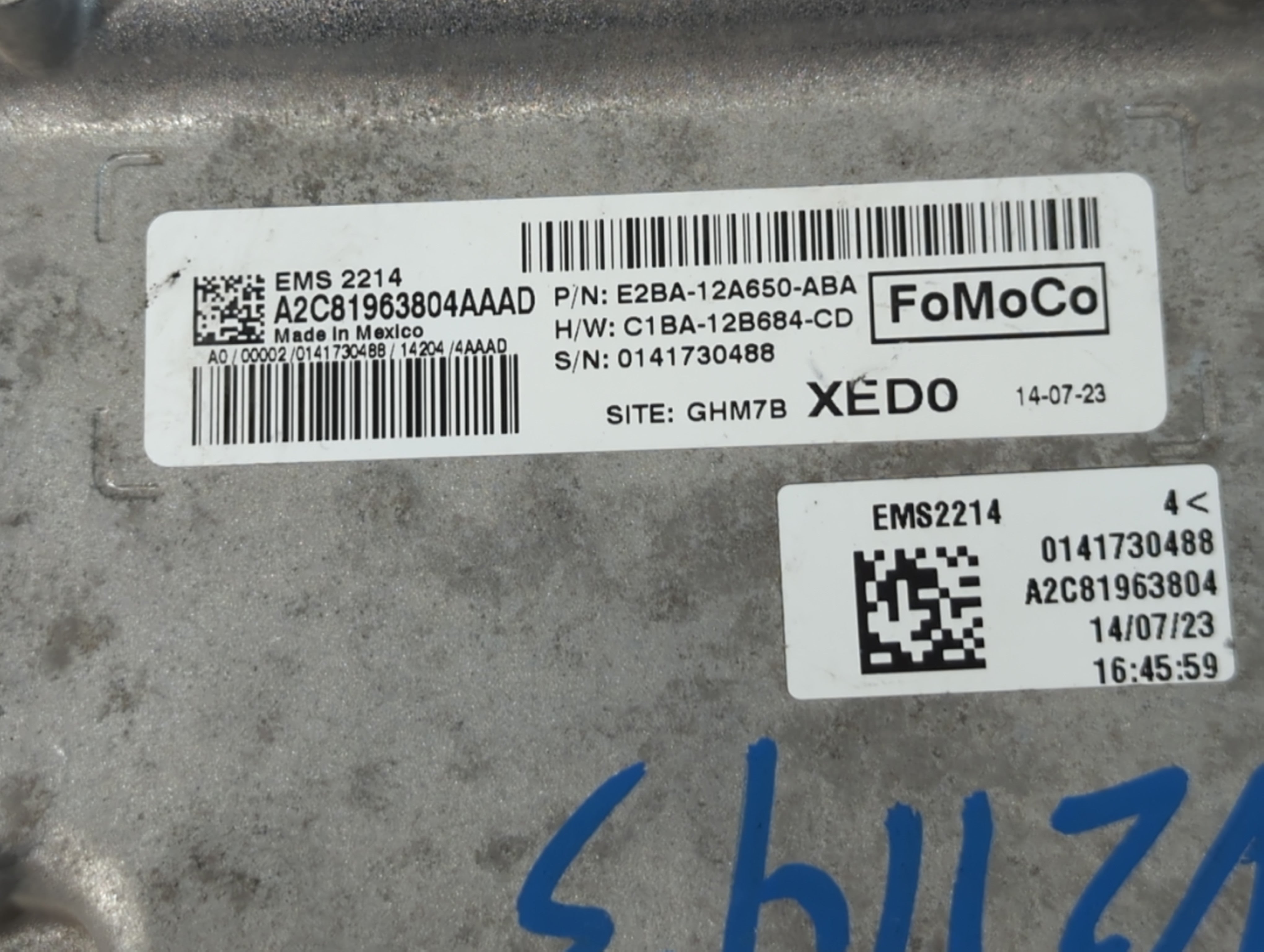 2014-2015 Ford Fiesta PCM Engine Control Computer ECU ECM PCU OEM P/N:CTBA-12B684-CD E2BA-12A650-ABA Fits Fits 2014 2015 OEM Used Auto Parts - Oemusedautoparts1.com