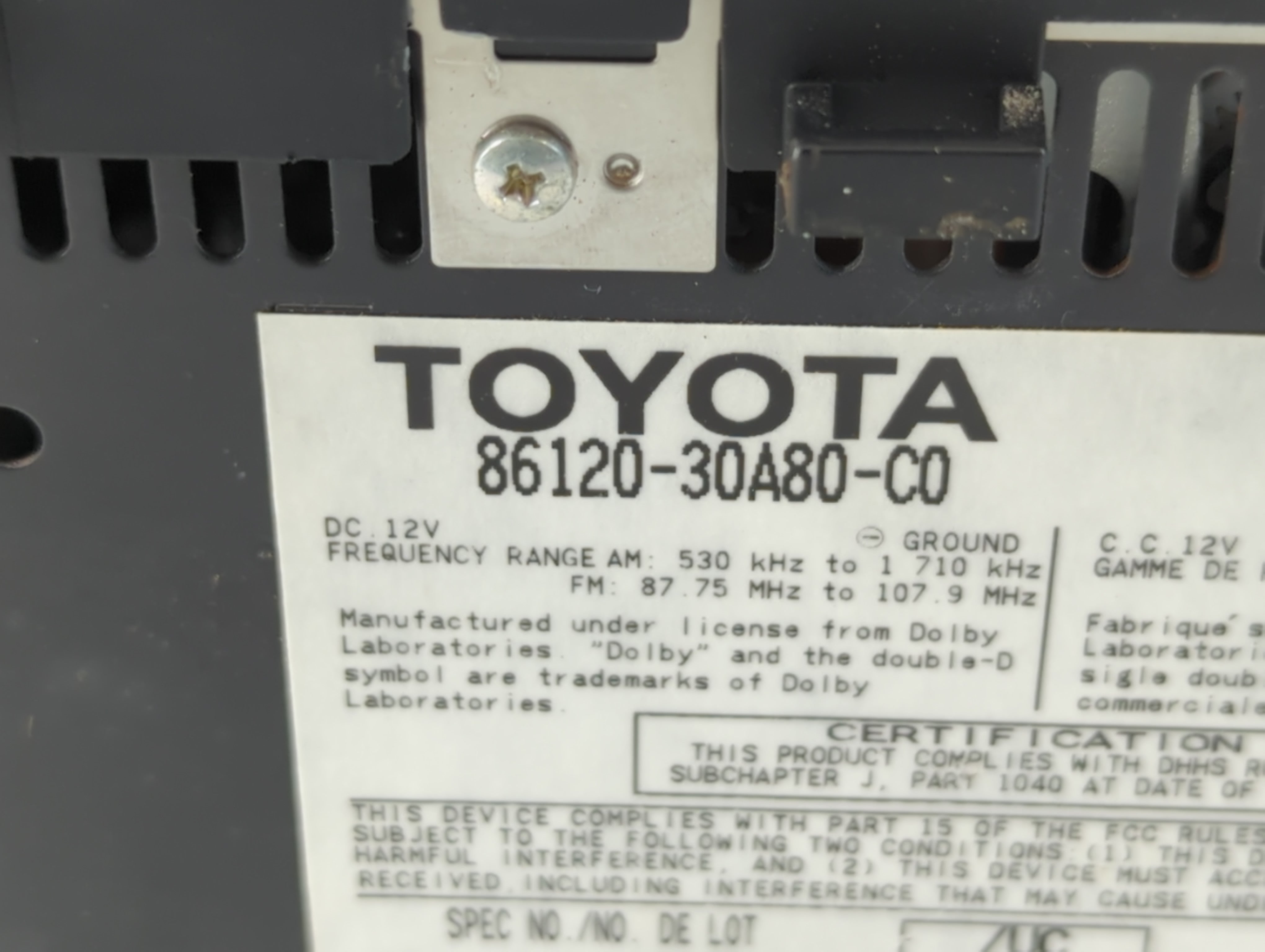 2007 Lexus Gs350 Radio AM FM Cd Player Receiver Replacement P/N:86120-30A80-C0 Fits OEM Used Auto Parts - Oemusedautoparts1.com