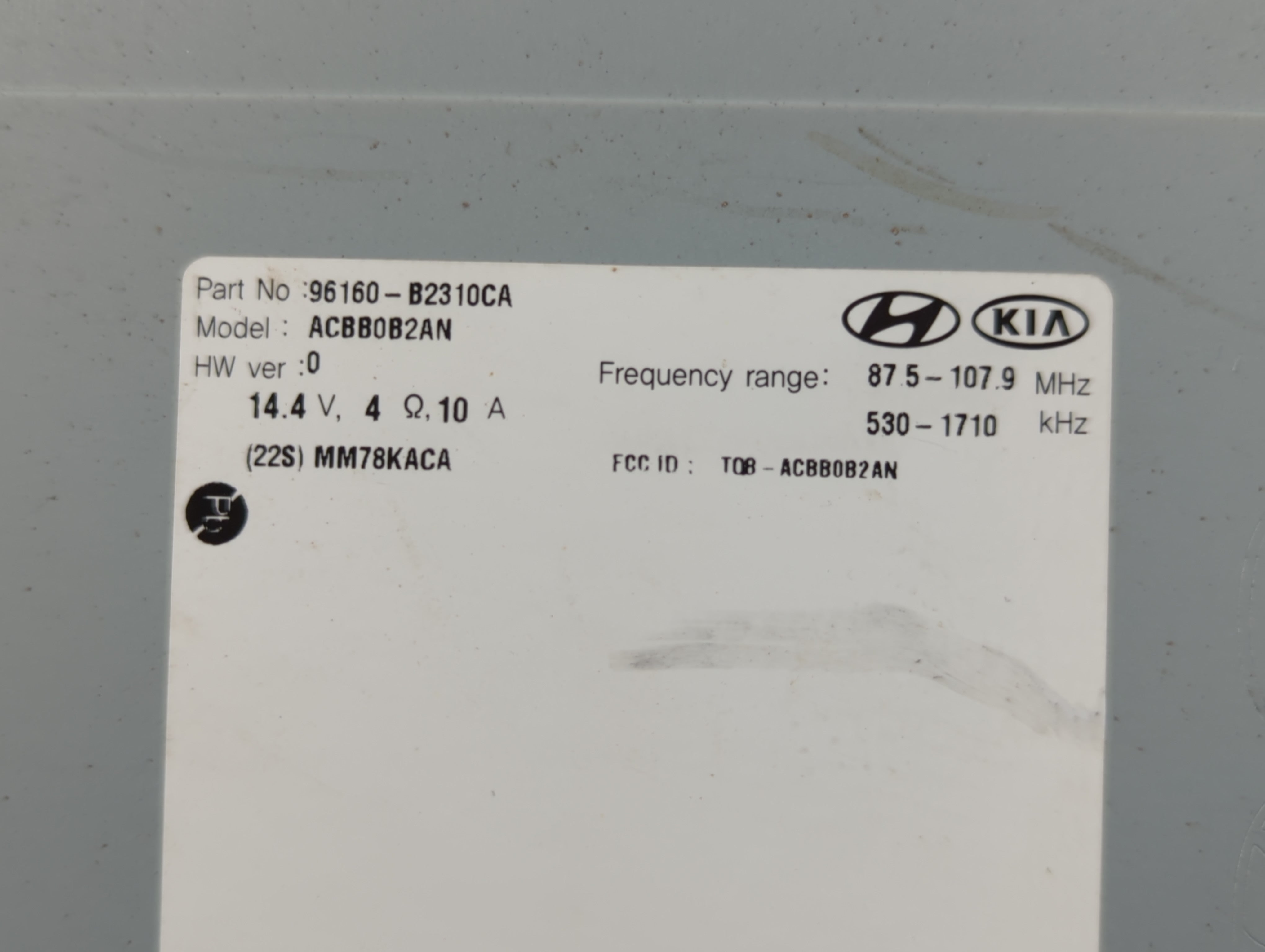 2017-2019 Kia Soul Radio AM FM Cd Player Receiver Replacement P/N:96160-B2310CA Fits Fits 2017 2018 2019 OEM Used Auto Parts - Oemusedautoparts1.com