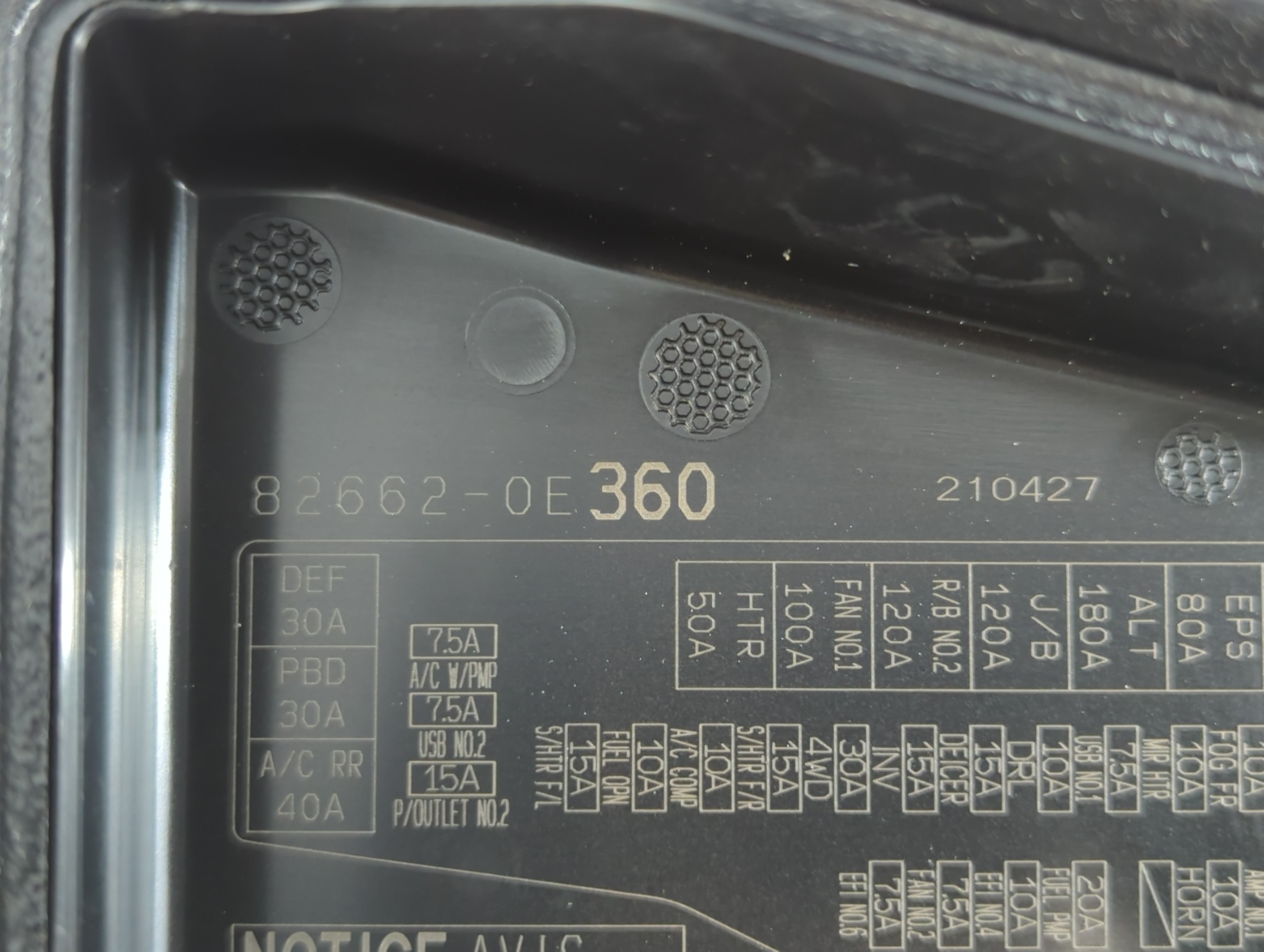 2020-2022 Toyota Highlander Fusebox Fuse Box Panel Relay Module P/N:82662-0E360 Fits Fits 2020 2021 2022 OEM Used Auto Parts - Oemusedautoparts1.com