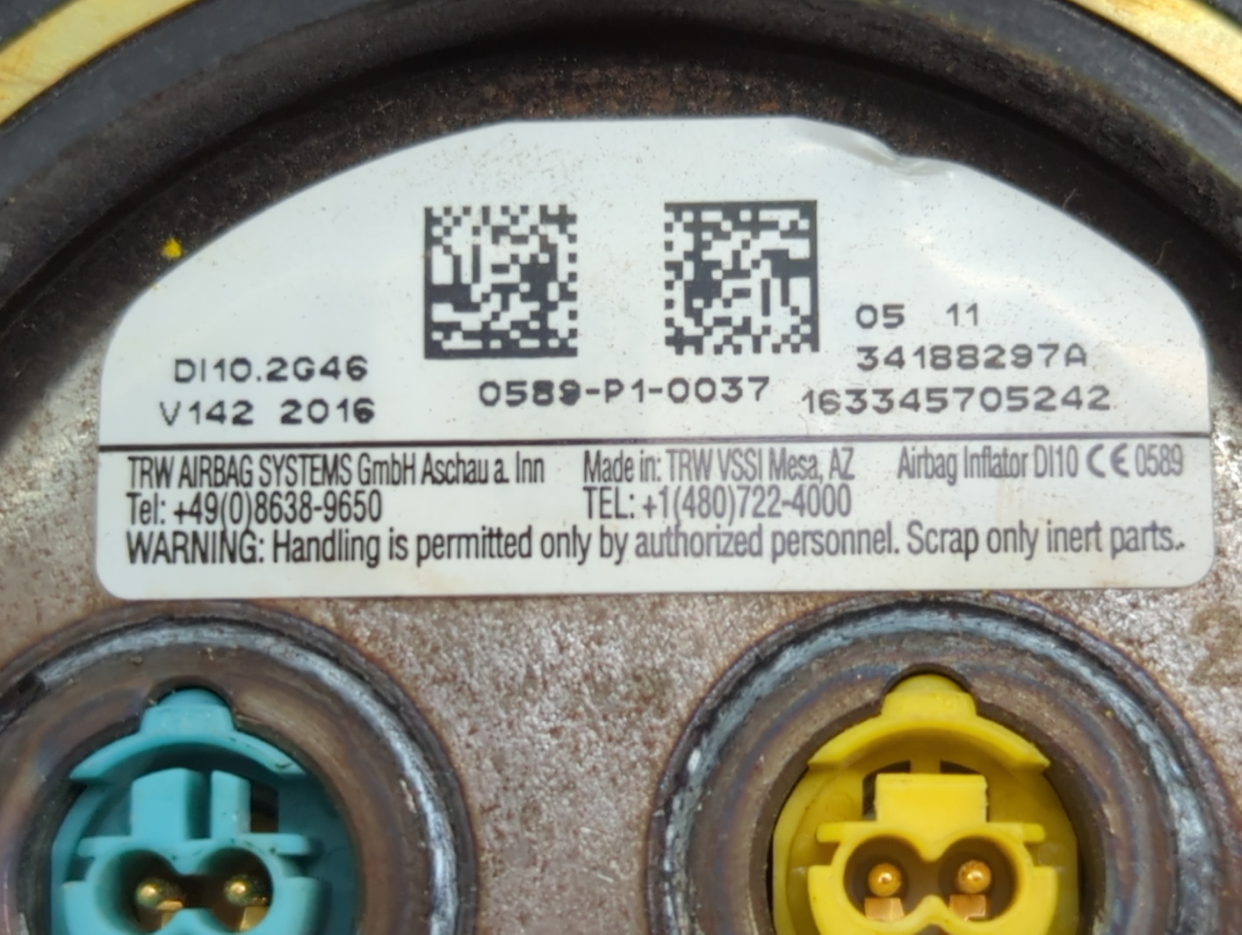 2017-2019 Ford Escape Air Bag Driver Left Steering Wheel Mounted P/N:34188297A Fits Fits 2017 2018 2019 OEM Used Auto Parts - Oemusedautoparts1.com