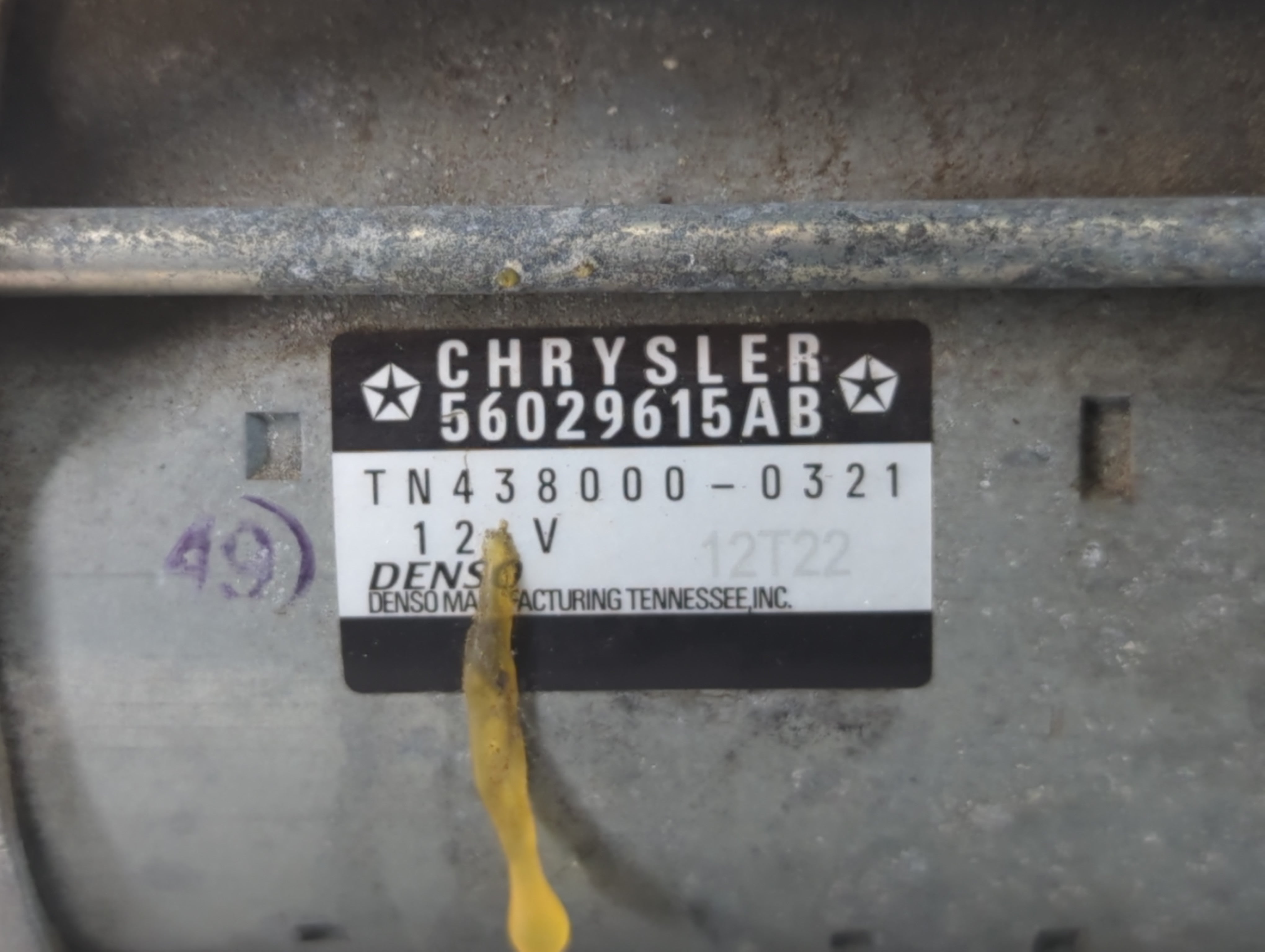 2015-2022 Jeep Cherokee Car Starter Motor Solenoid OEM P/N:TN438000-0321 56029615AB Fits OEM Used Auto Parts - Oemusedautoparts1.com