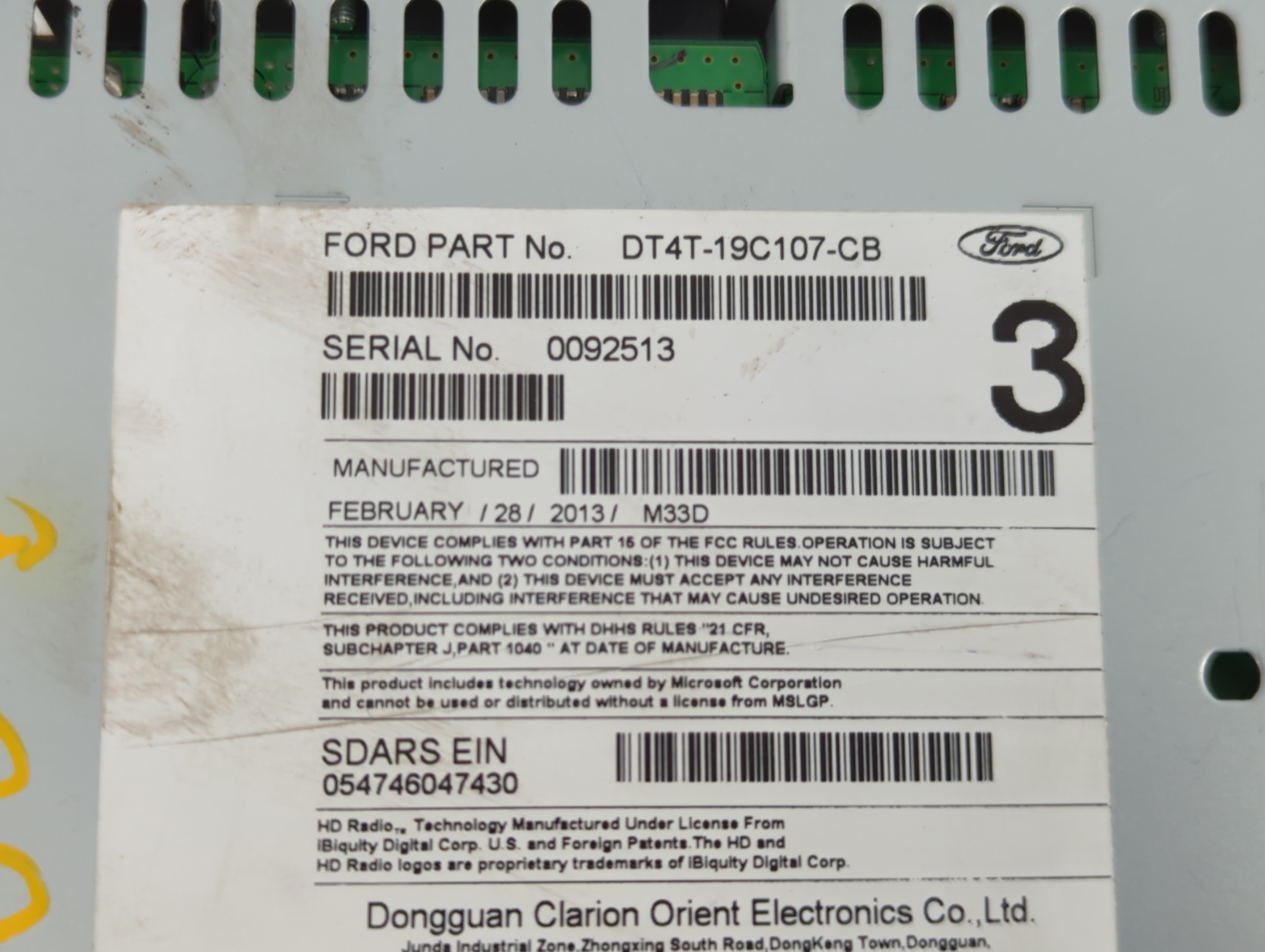 2013 Lincoln Mkx Radio AM FM Cd Player Receiver Replacement P/N:DT4T-19C107-CB DA1T-18A802-AC Fits OEM Used Auto Parts - Oemusedautoparts1.com