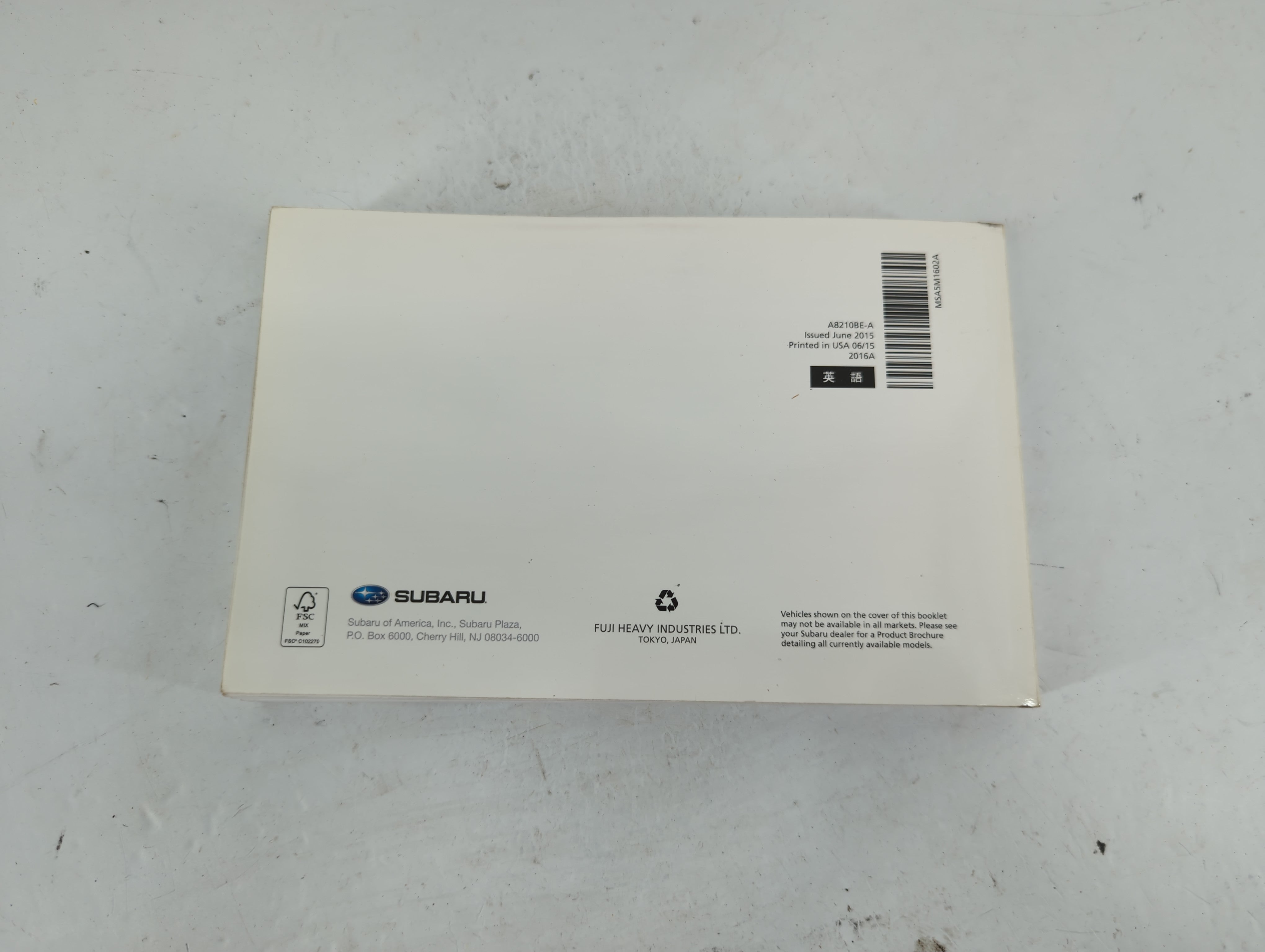 2016 Subaru Forester Owners Manual Book Guide P/N:MSA5M1602A A8210BE-A OEM Used Auto Parts - Oemusedautoparts1.com
