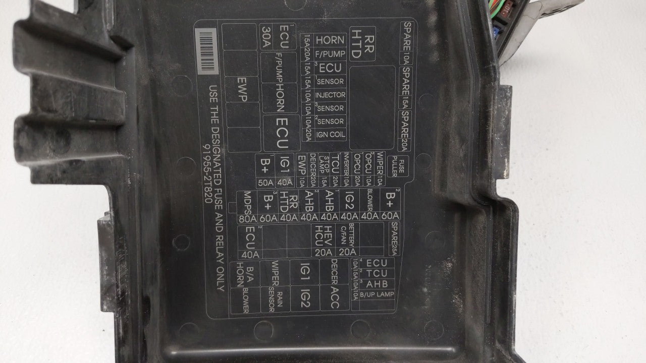 2016 Kia Optima Fusebox Fuse Box Panel Relay Module P/N:91956-2T820 Fits OEM Used Auto Parts - Oemusedautoparts1.com