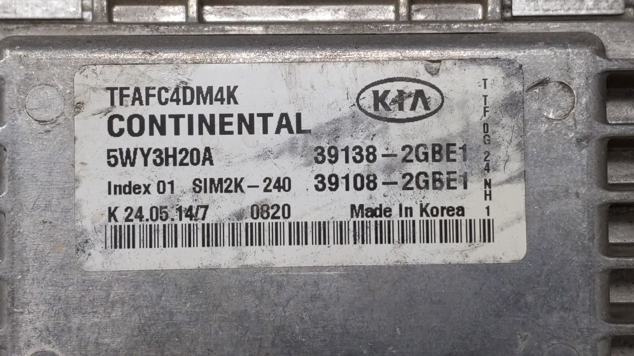 2014-2015 Kia Optima PCM Engine Computer ECU ECM PCU OEM P/N:39108-2GBE1 39138-2GBE1 Fits 2014 2015 OEM Used Auto Parts - Oemusedautoparts1.com