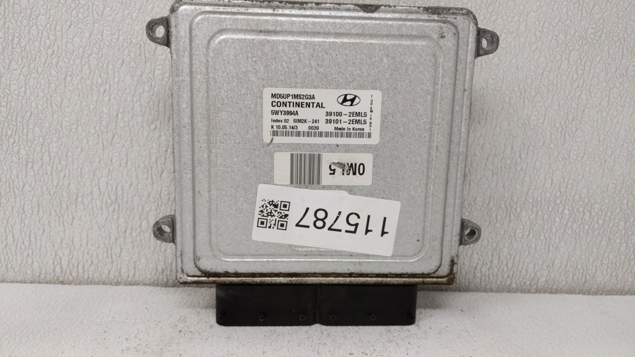 2014-2016 Hyundai Elantra PCM Engine Computer ECU ECM PCU OEM P/N:39133-2EGE0 39102-2EML6 Fits 2014 2015 2016 OEM Used Auto Parts - Oemusedautoparts1.com