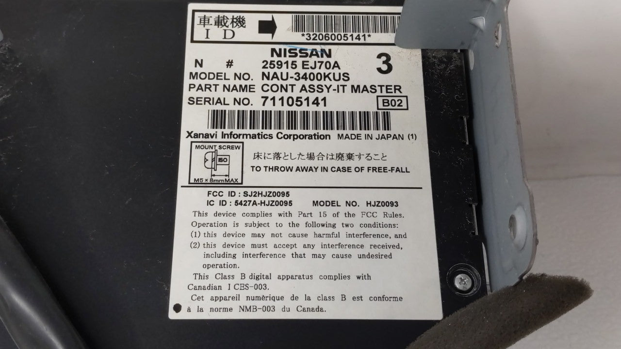 2008 Infiniti M35 Radio AM FM Cd Player Receiver Replacement P/N:25915 EJ70A Fits OEM Used Auto Parts - Oemusedautoparts1.com