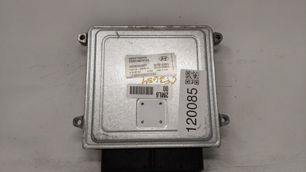 2014-2016 Hyundai Elantra PCM Engine Computer ECU ECM PCU OEM P/N:39102-2EML6 39103-2EML6 Fits 2014 2015 2016 OEM Used Auto Parts - Oemusedautoparts1.com